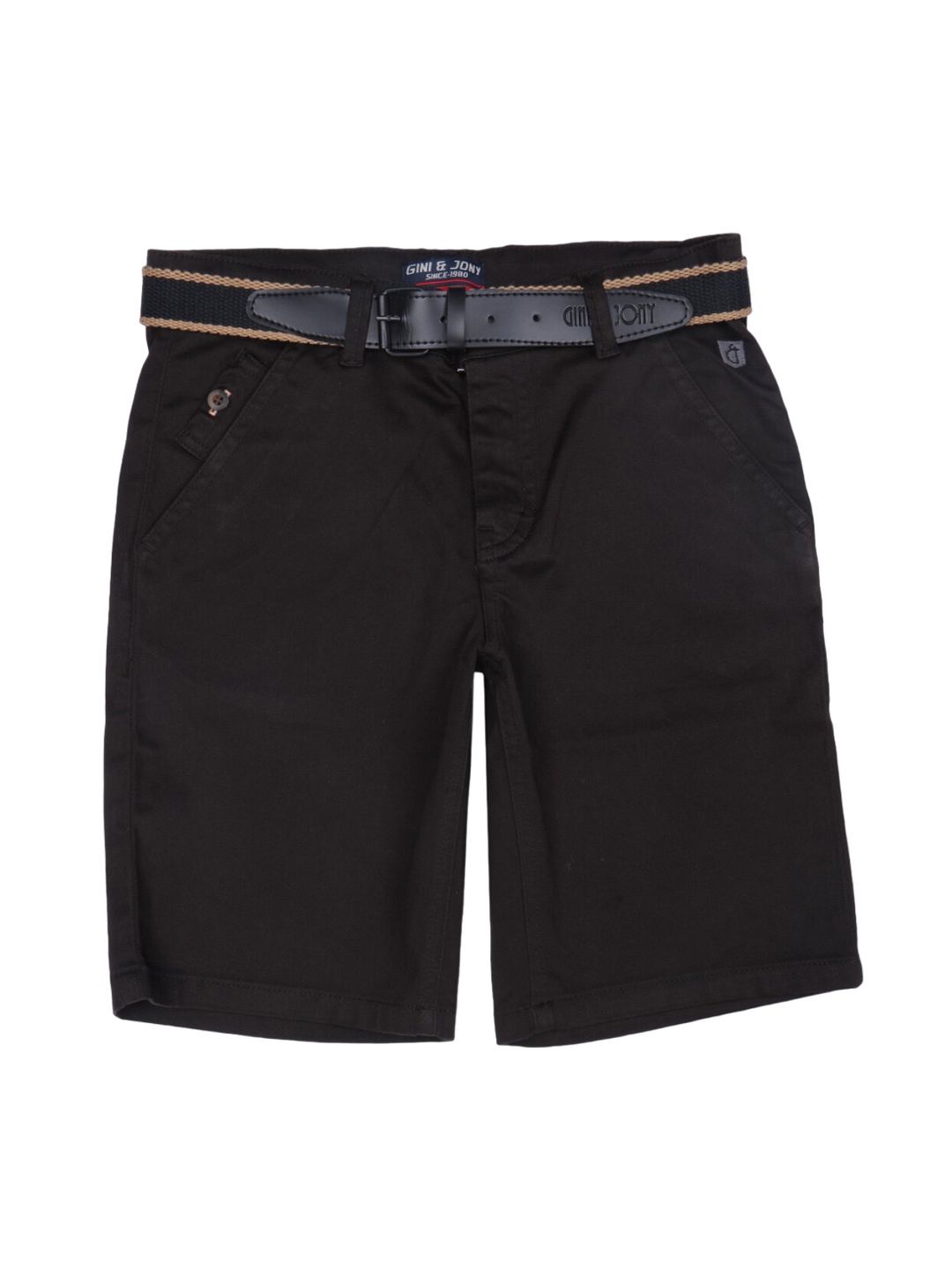 

Gini and Jony Boys Mid Rise Cotton Shorts, Black