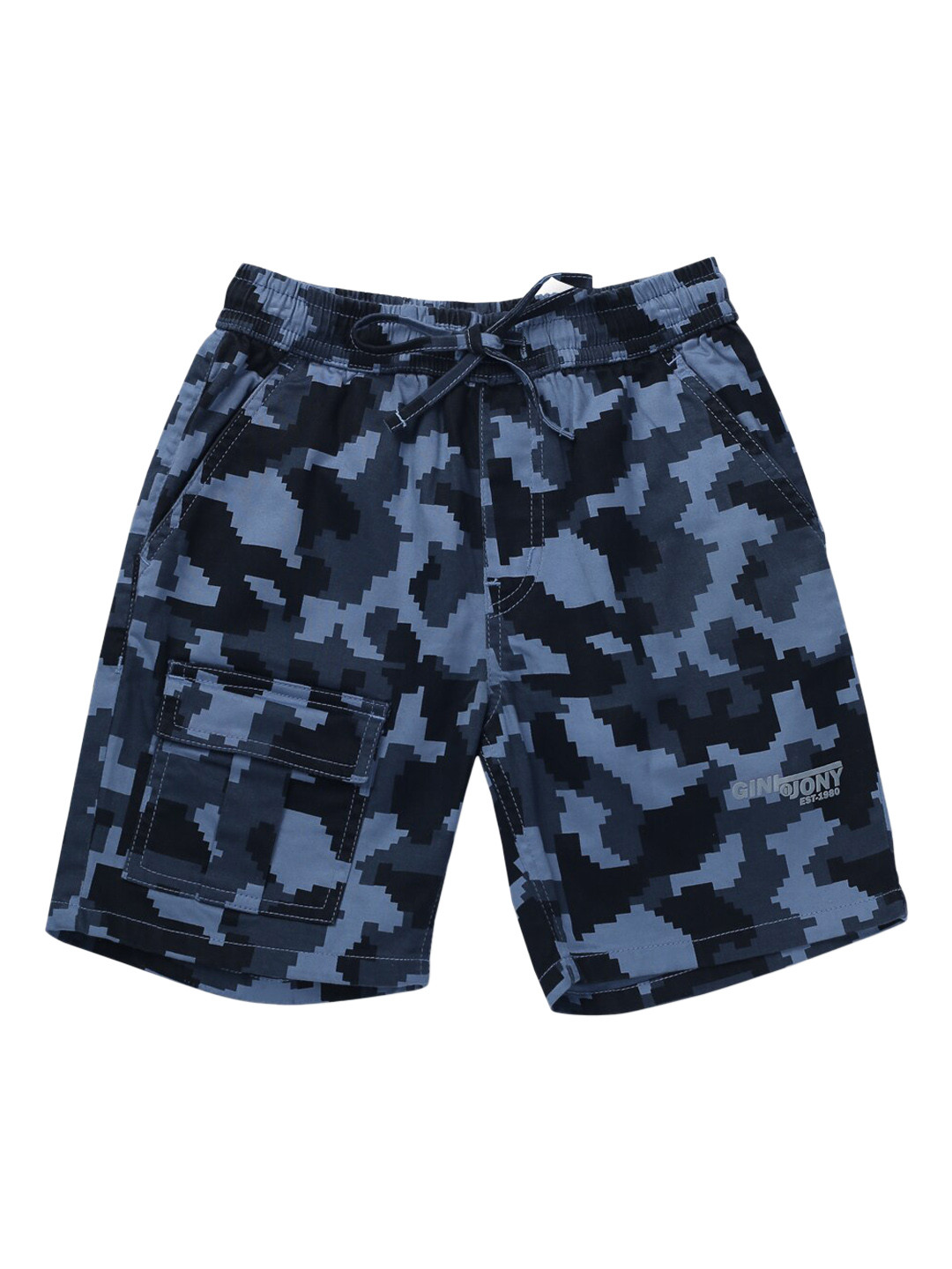 

Gini and Jony Boys Camouflage Printed Mid-Rise Cotton Shorts, Black