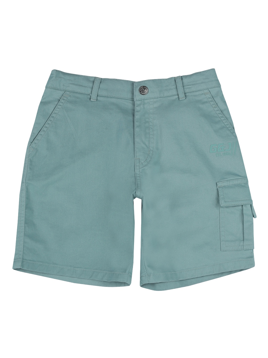 

Gini and Jony Boys Mid-Rise Above Knee Length Cotton Shorts, Blue