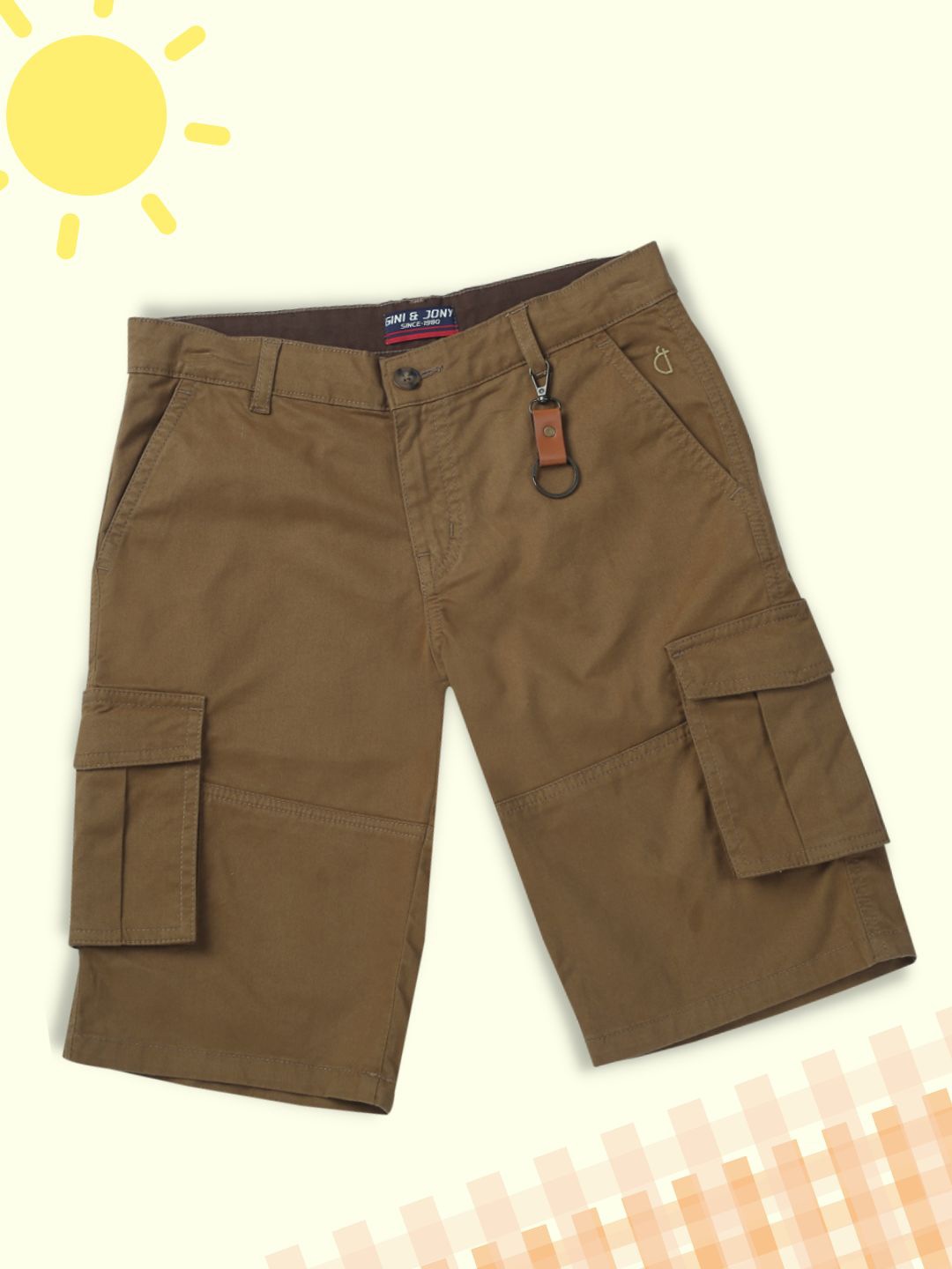 

Gini and Jony Boys Mid Rise Cotton Cargo Shorts, Brown