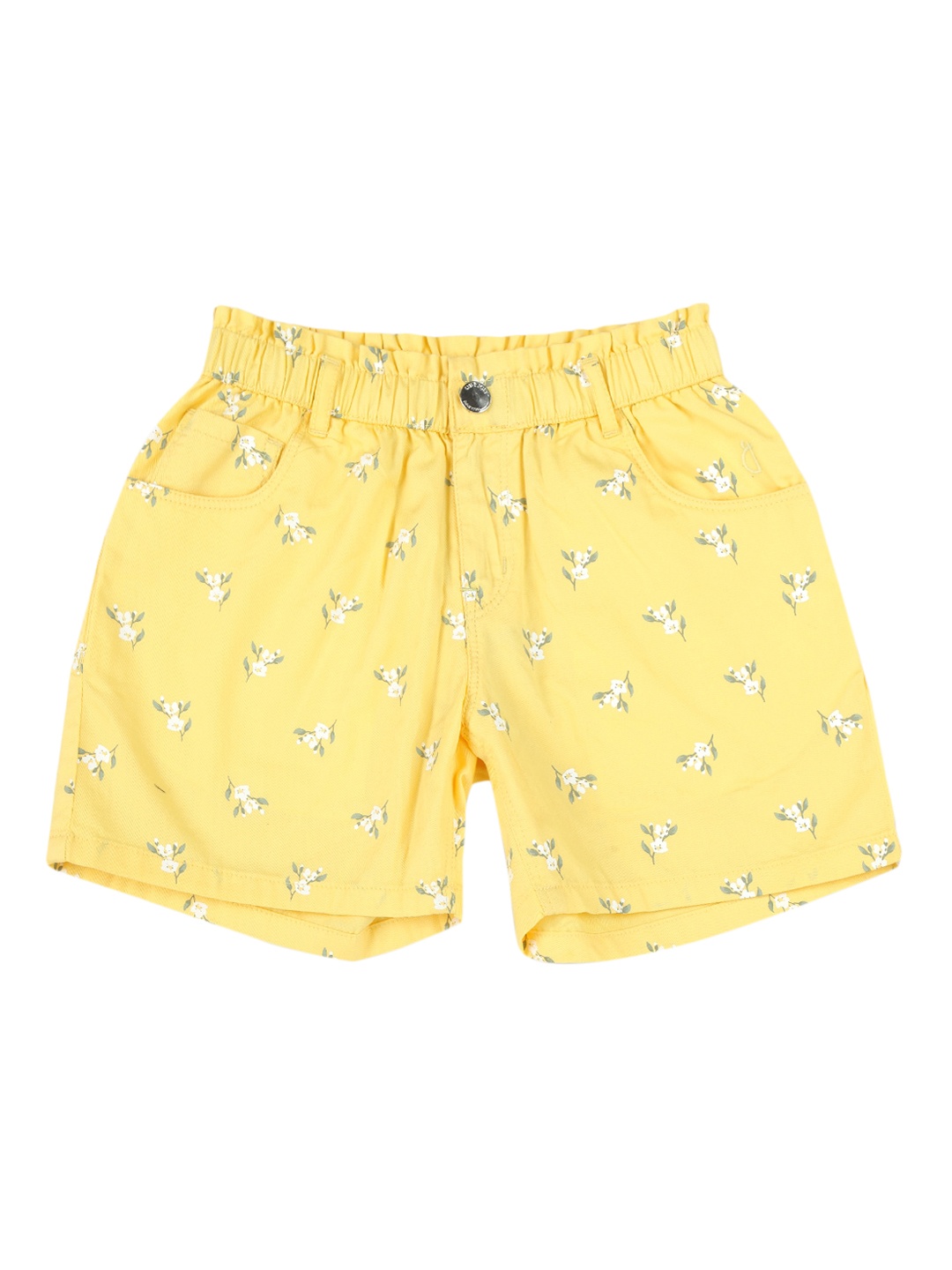 

Gini and Jony Infants Girls Floral Printed Mid Rise Cotton Shorts, Yellow