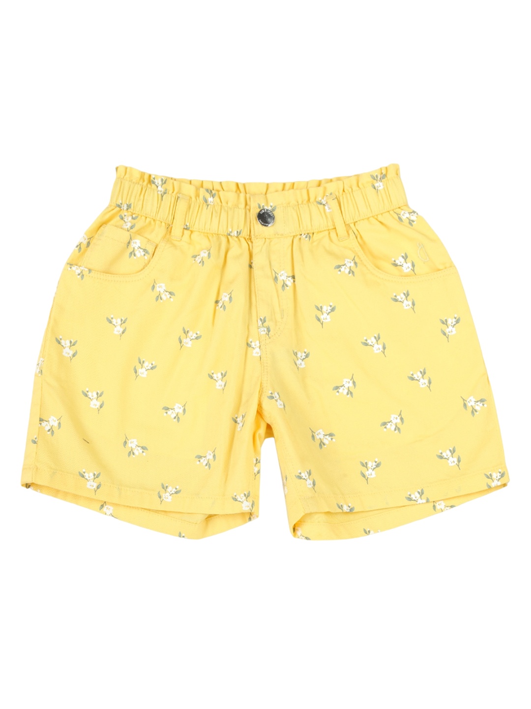

Gini and Jony Girls Floral Printed Cotton Shorts, Yellow