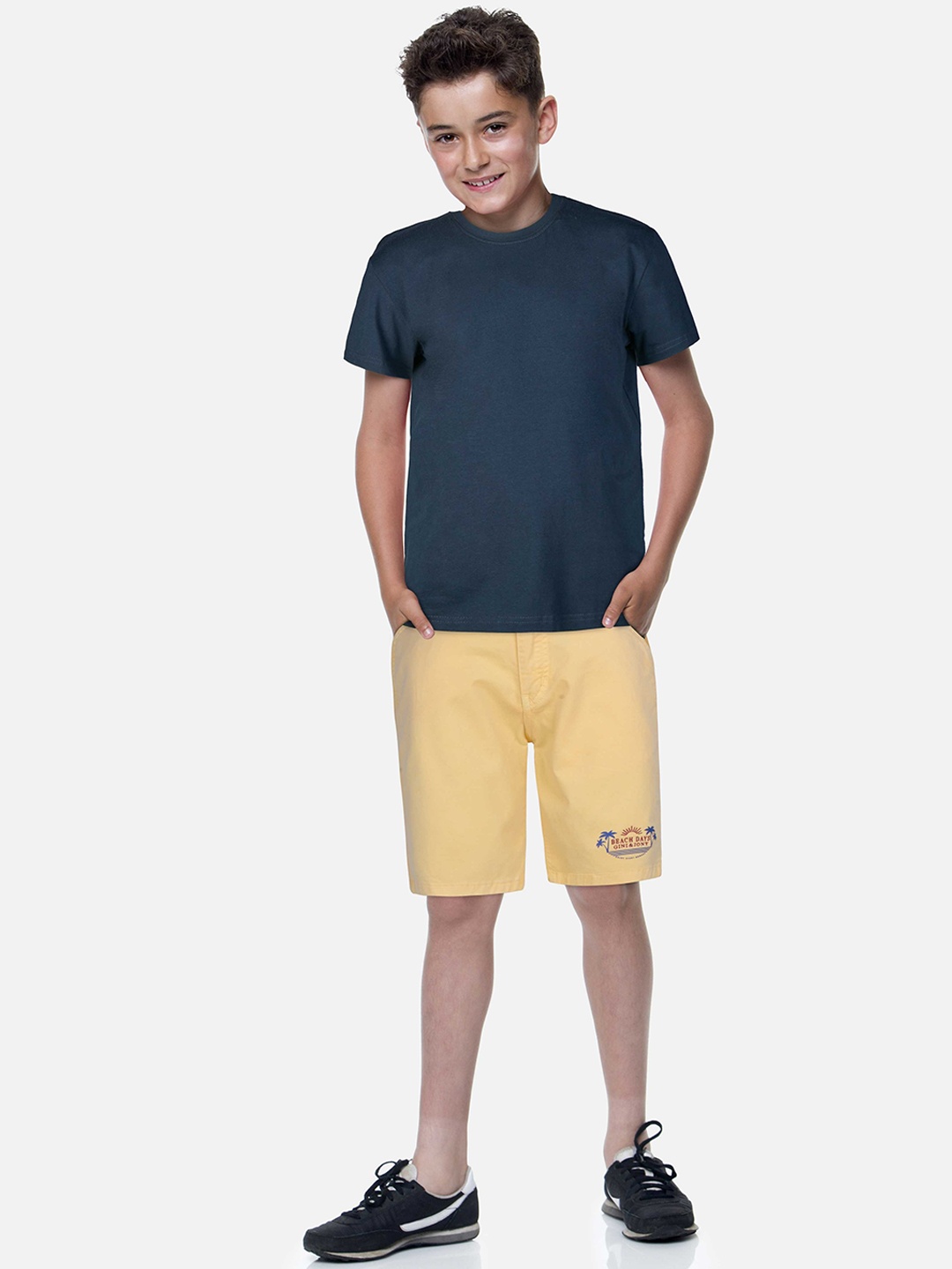 

Gini and Jony Boys Mid Rise Cotton Shorts, Yellow