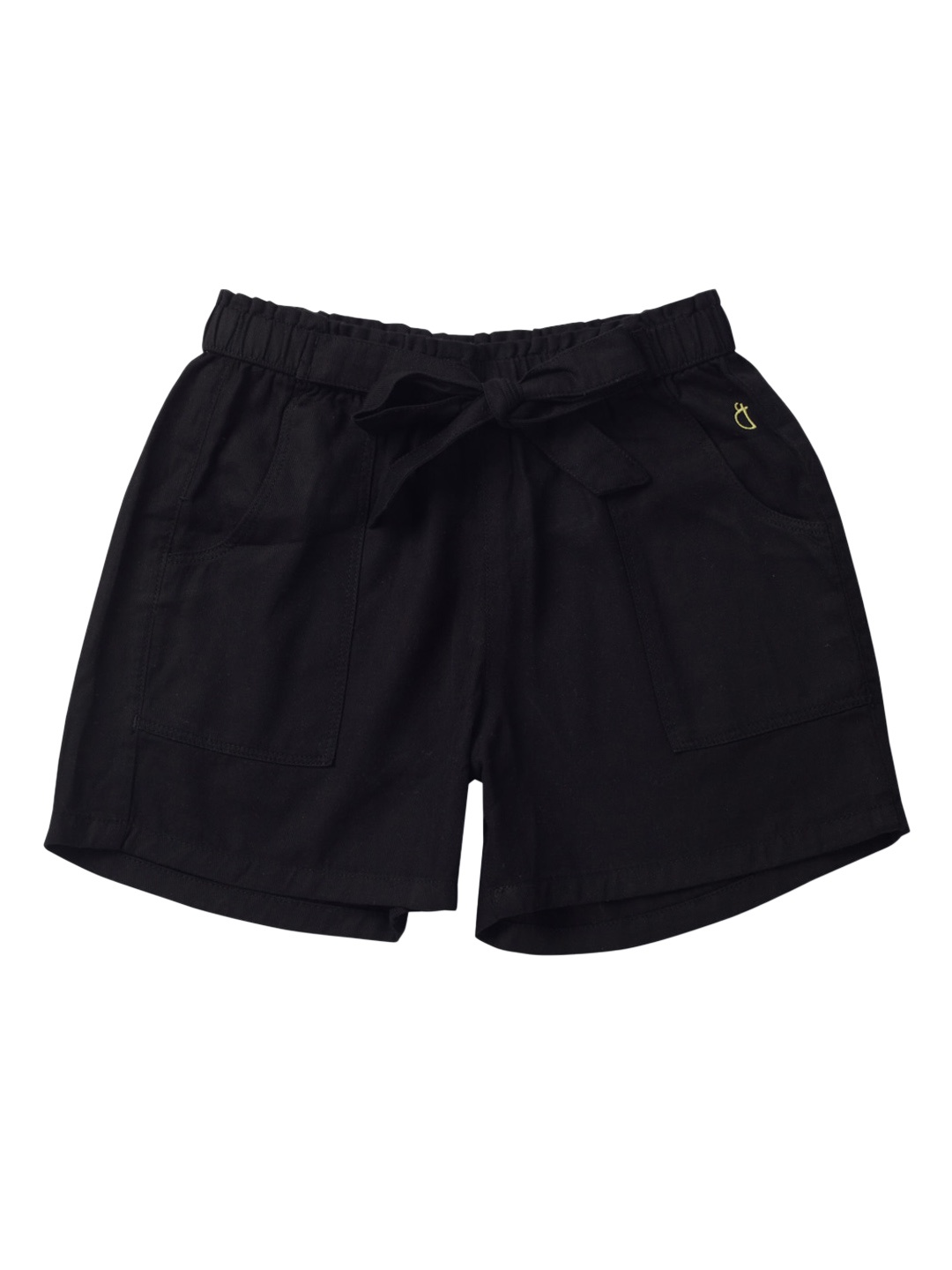 

Gini and Jony Girls Mid-Rise Above Knee Length Cotton Shorts, Black