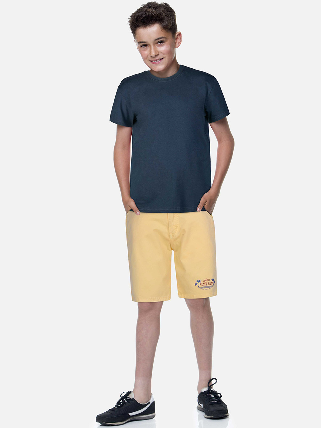

Gini and Jony Boys Mid-Rise Cotton Shorts, Yellow