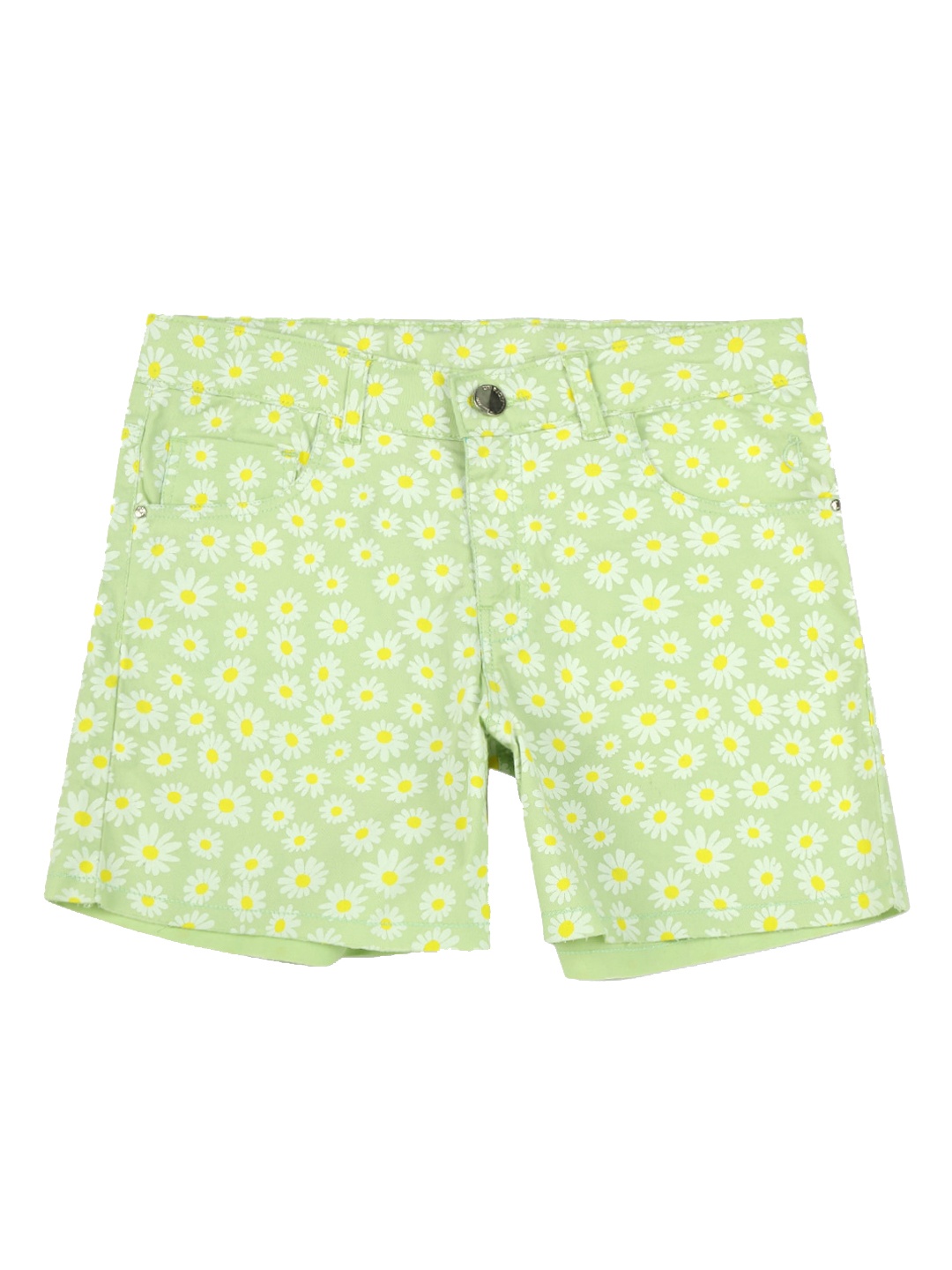 

Gini and Jony Girls Floral Printed Mid Rise Cotton Shorts, Green
