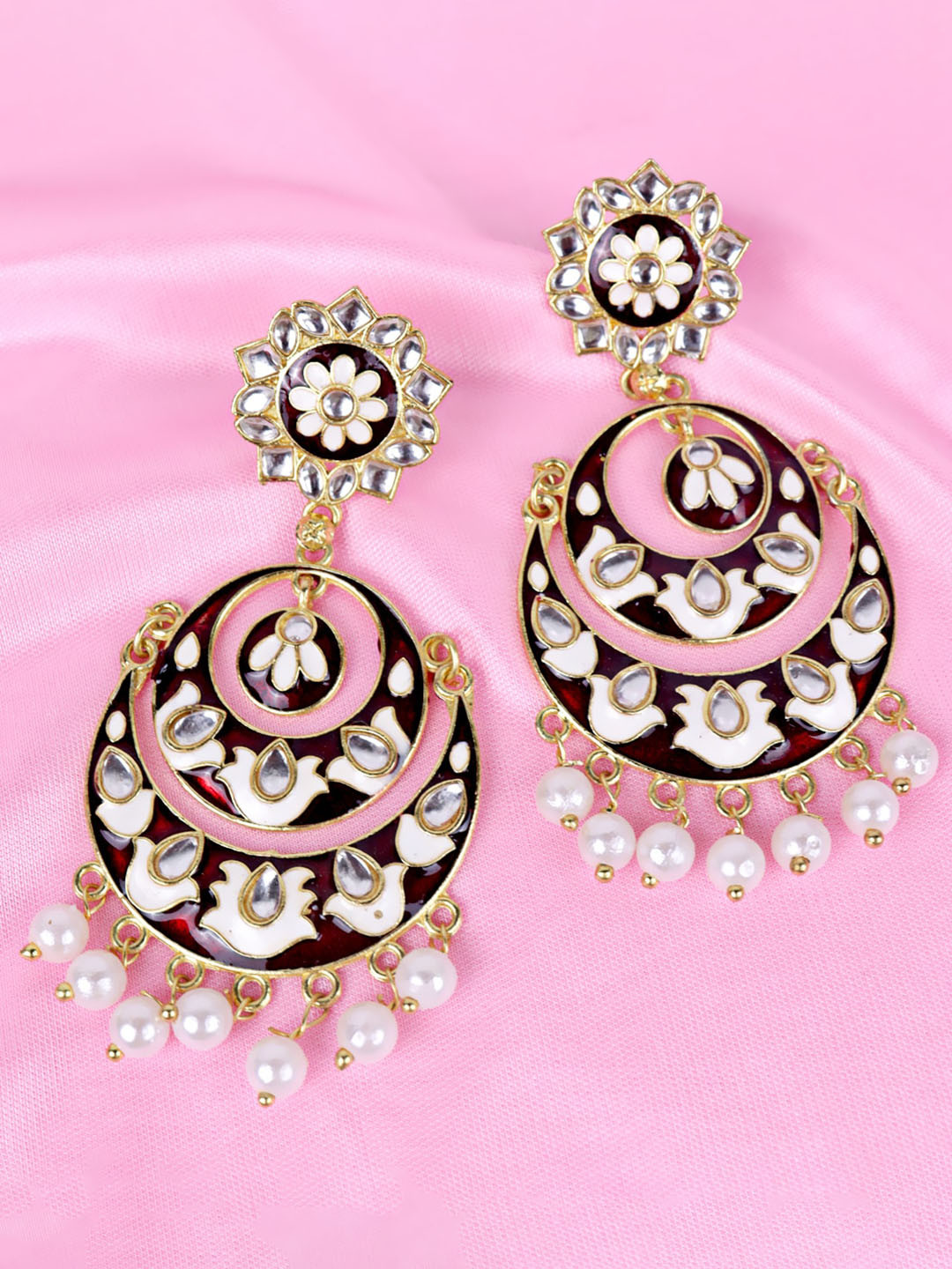 

Krelin Artificial Stone Studded Chandbalis Earrings, Maroon