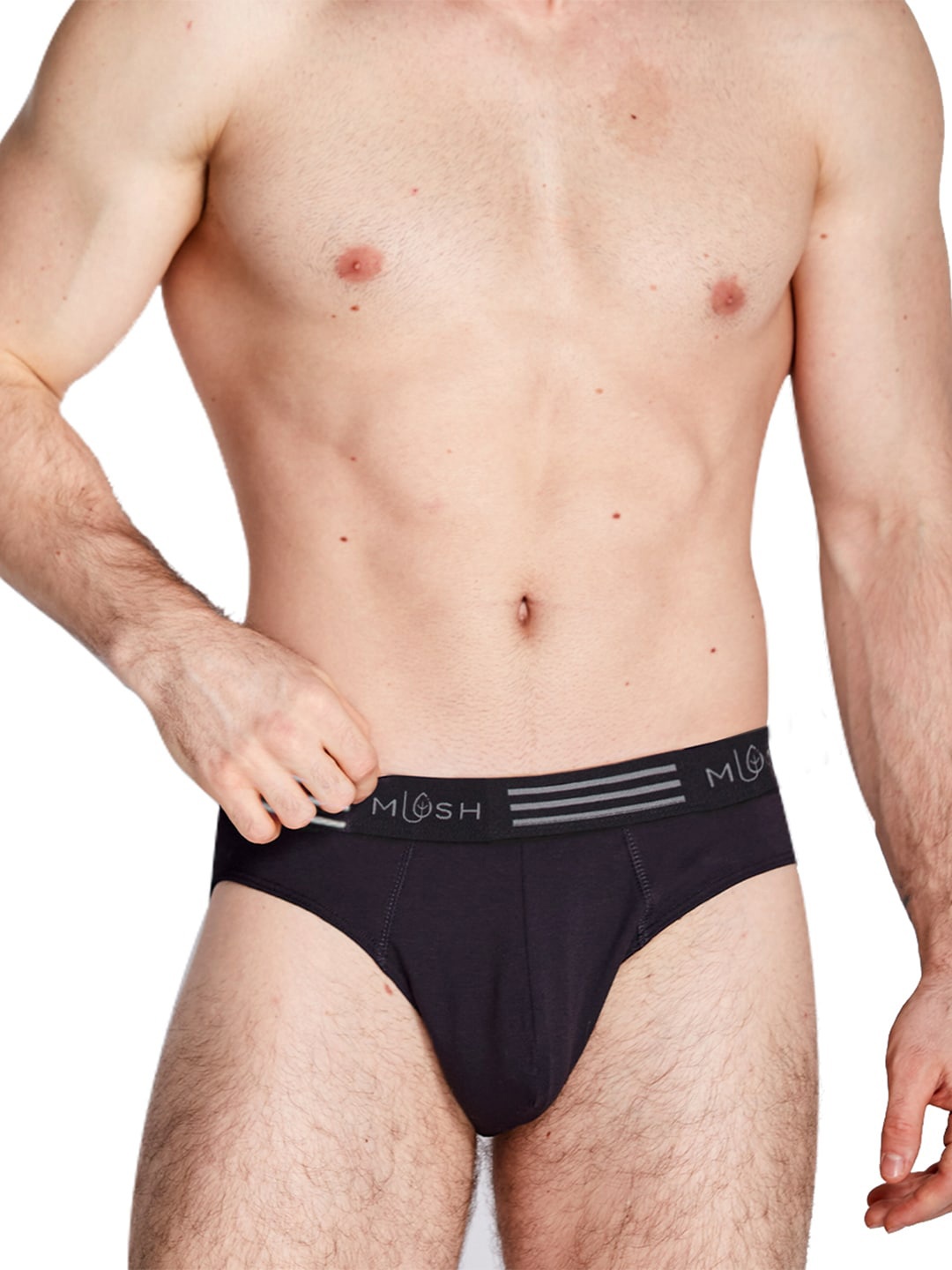 

MUSH Men Breathable Anti Microbial Basic Briefs, Black