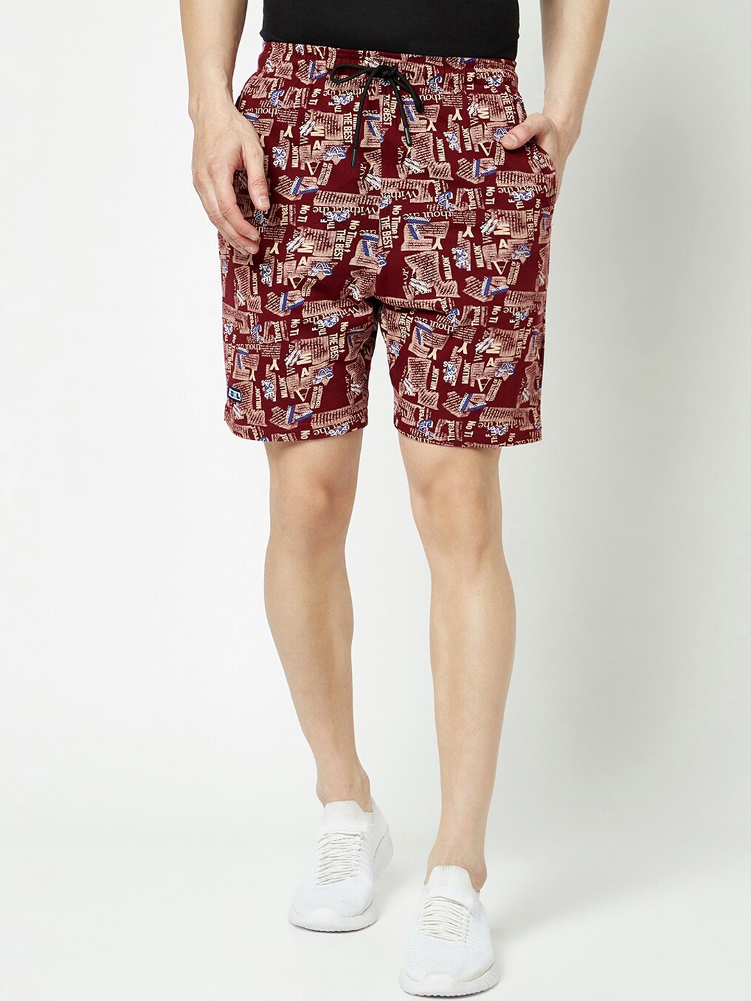 

T T Men Maroon Printed Shorts