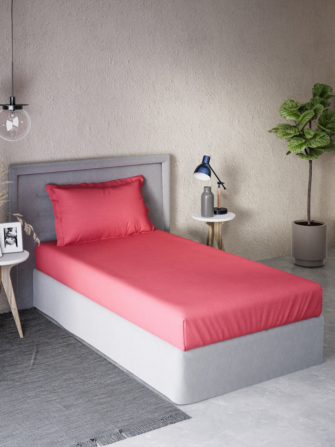 

DDecor Live Beautiful Pink 180 TC Cotton Single Bedsheet With 1 Pillow Cover
