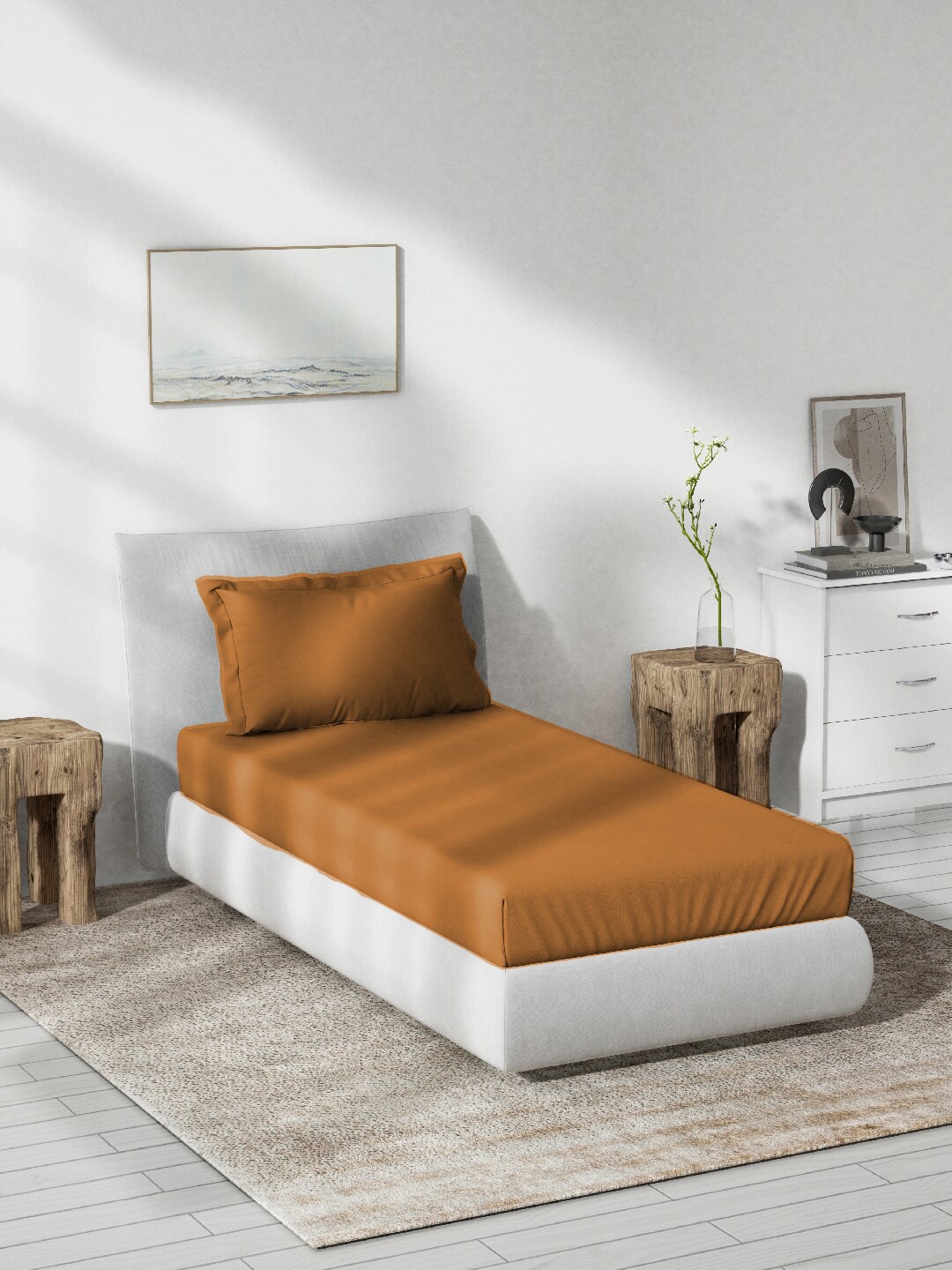

DDecor Live Beautiful Bronze-Toned 180 TC Cotton Single Bedsheet & 1 Pillow Cover