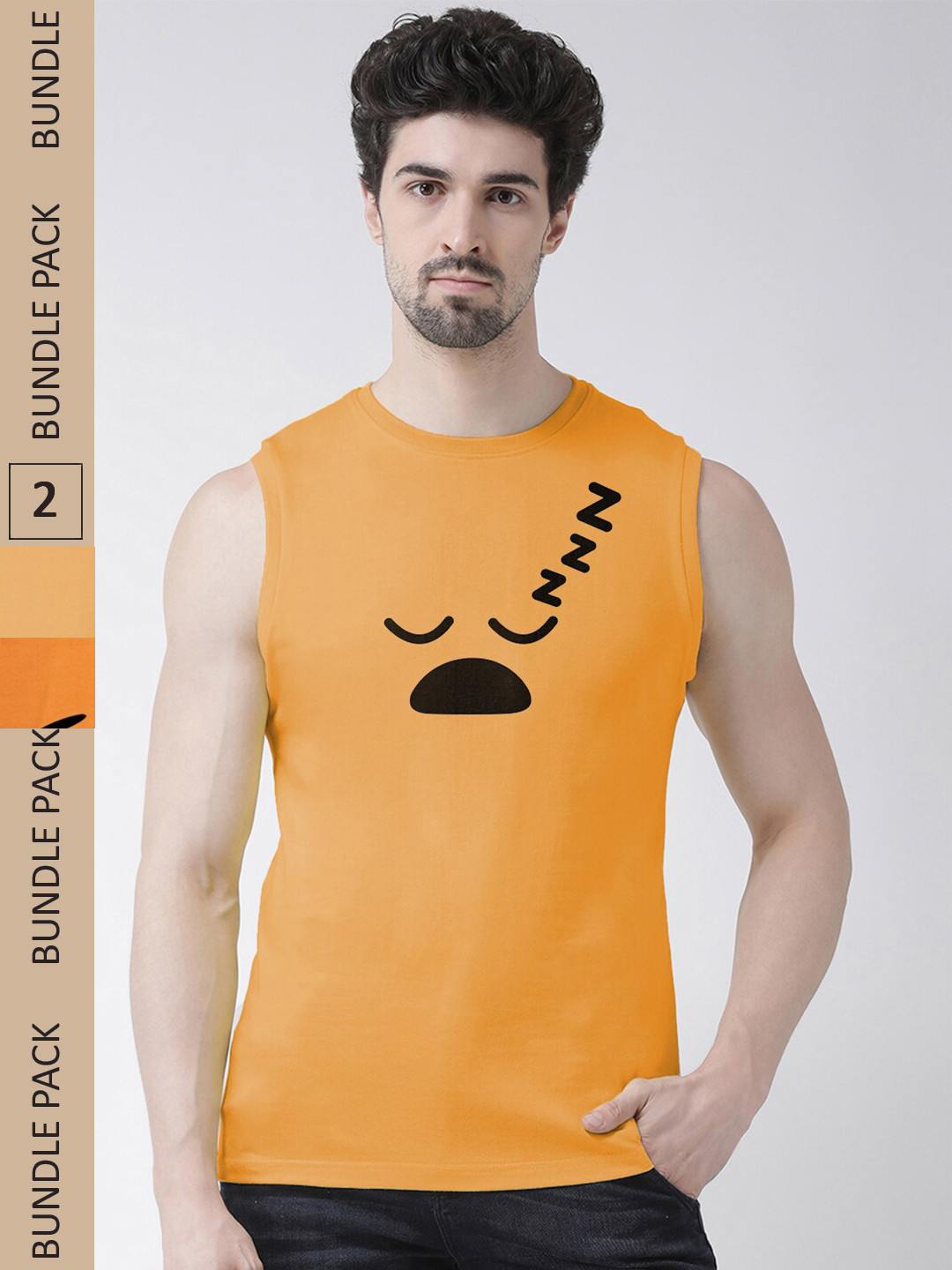 

Friskers Pack Of 2 Graphic Printed Pure Cotton Slim Fit T-shirt, Orange