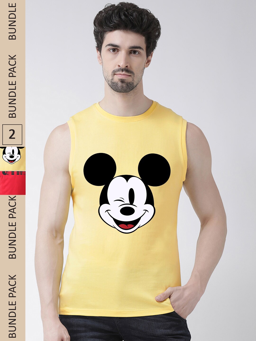 

Friskers Pack Of 2 Graphic Printed Slim Fit Pure Cotton T-shirt, Yellow