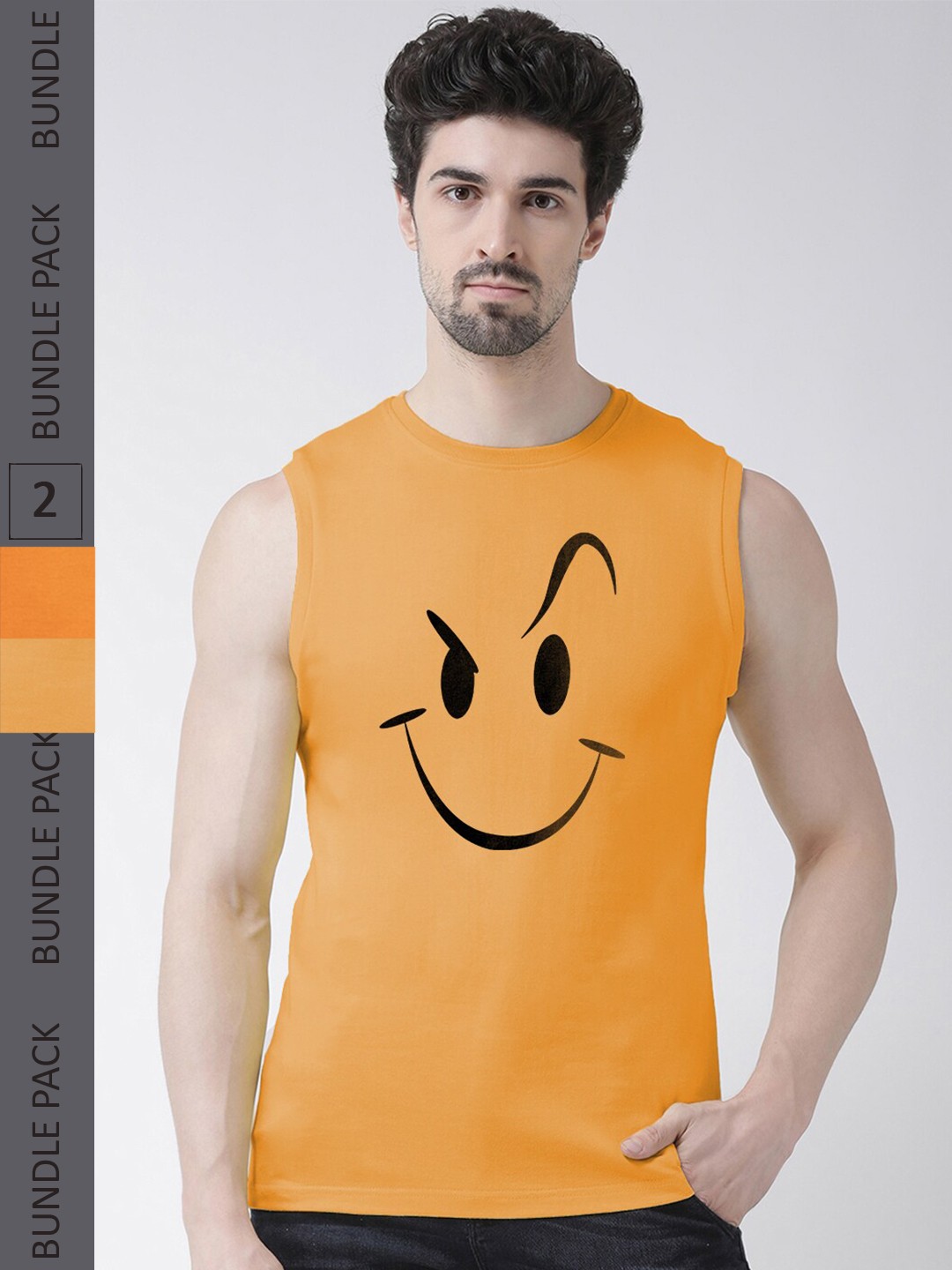 

Friskers Pack Of 2 Graphic Printed Pure Cotton Slim Fit T-shirts, Orange