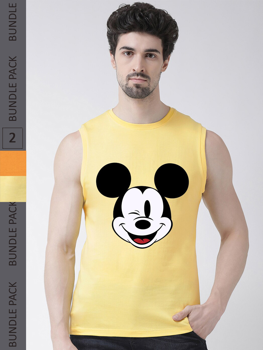 

Friskers Pack Of 2 Graphic Printed Slim Fit Pure Cotton T-shirts, Yellow