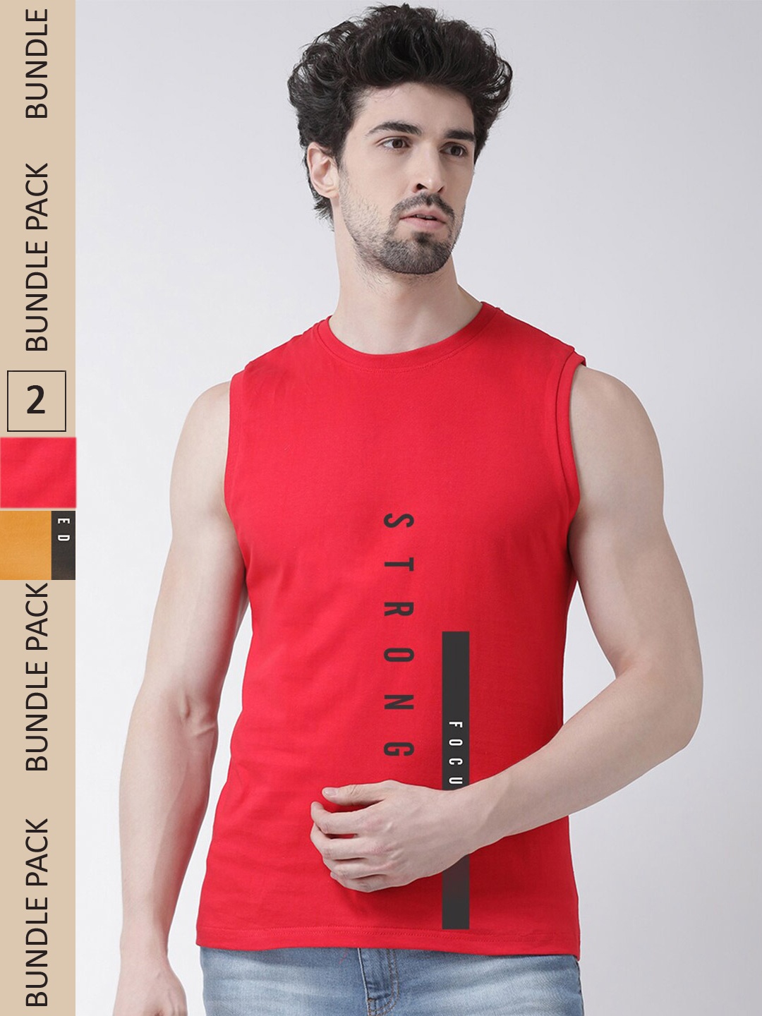 

Friskers Typography Printed Pack Of 2 Slim Fit Pure Cotton T-Shirts, Red