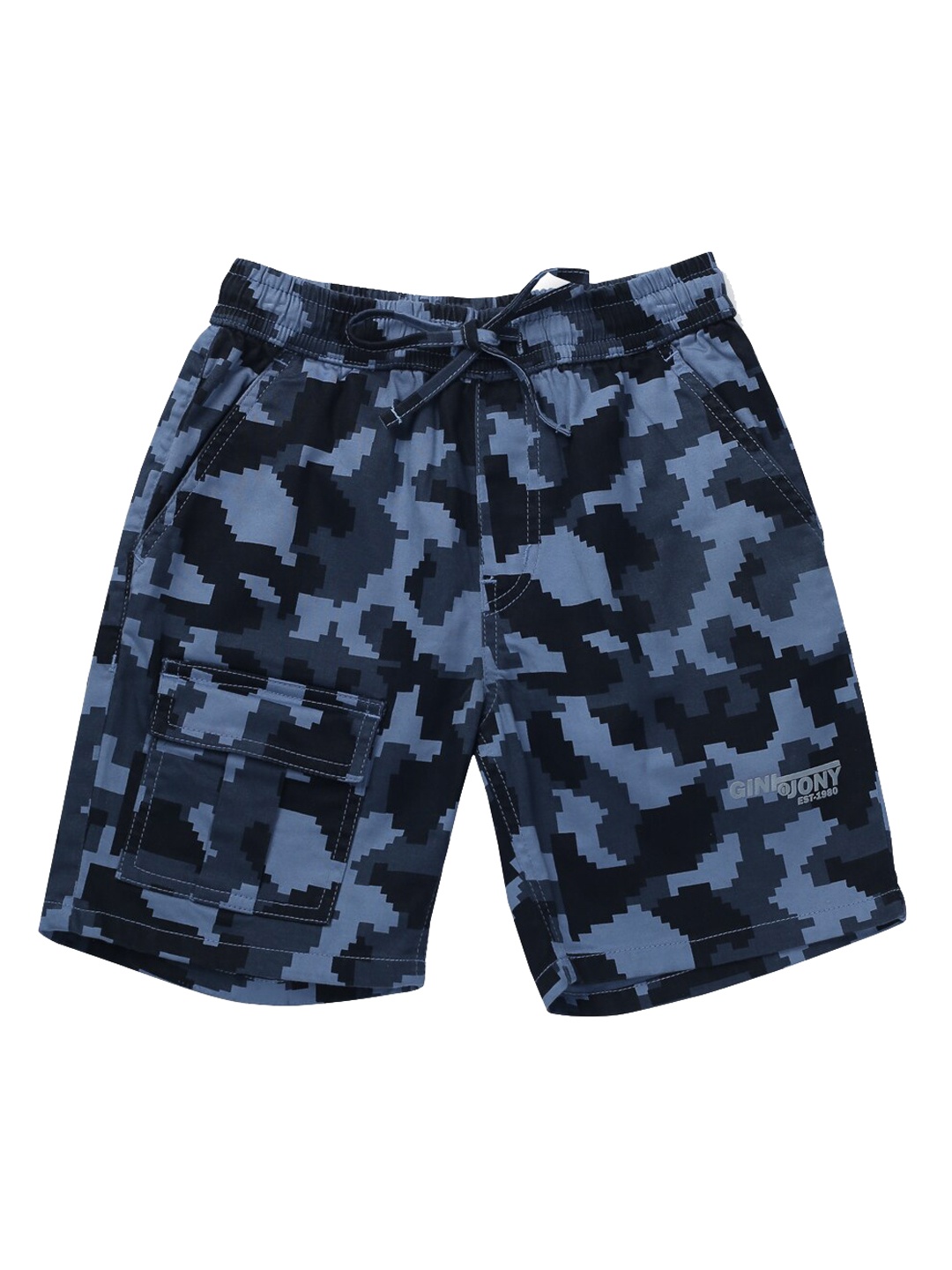 

Gini and Jony Boys Abstract Printed Mid Rise Cotton Shorts, Black