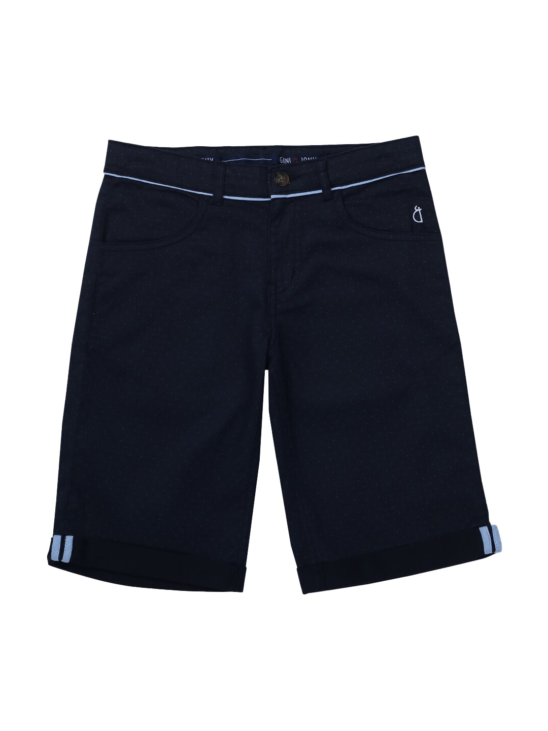 

Gini and Jony Boys Mid-Rise Knee Length Cotton Chino Shorts, Navy blue
