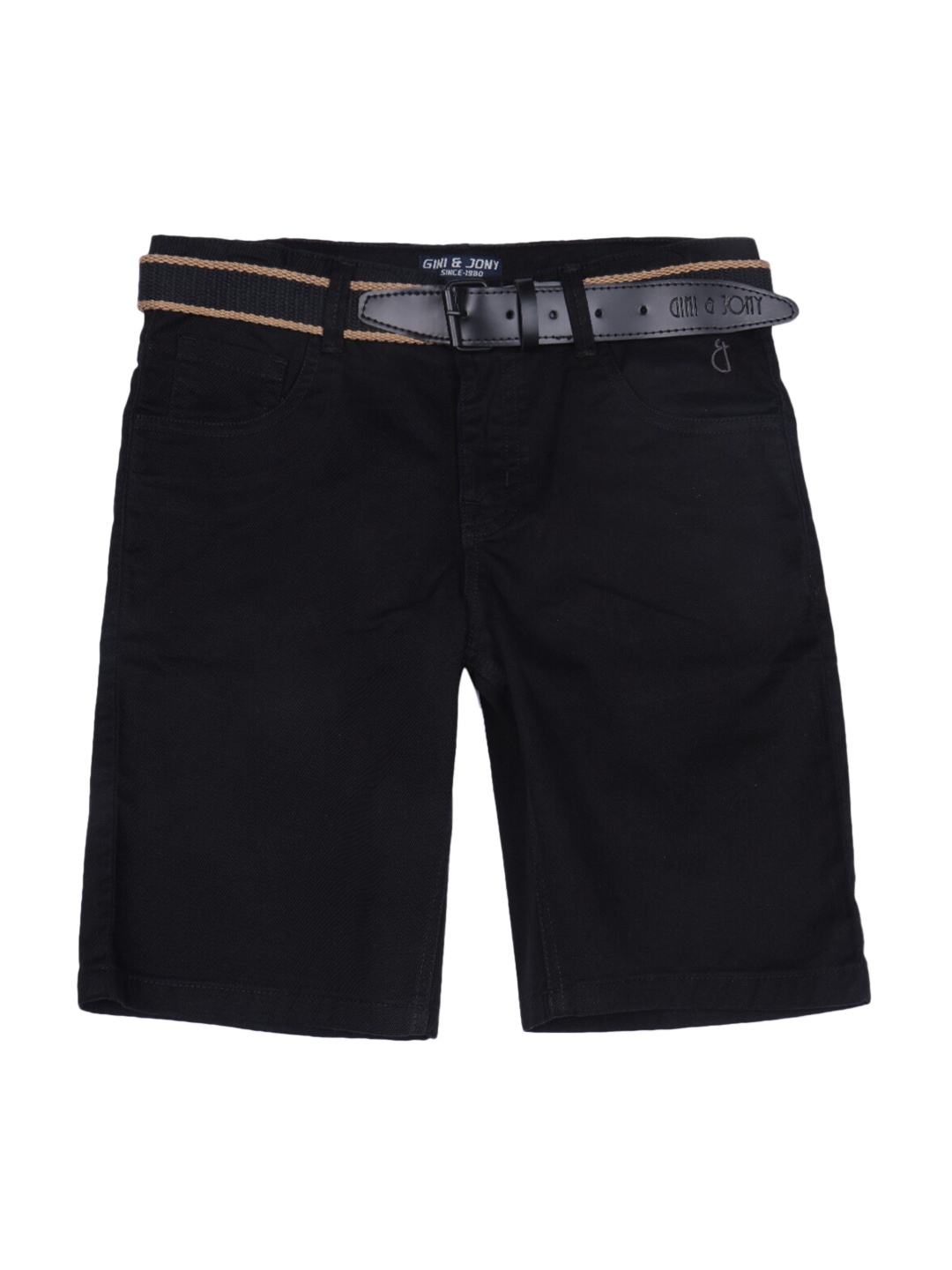

Gini and Jony Boys Mid-Rise Knee Length Cotton Chino Shorts, Black
