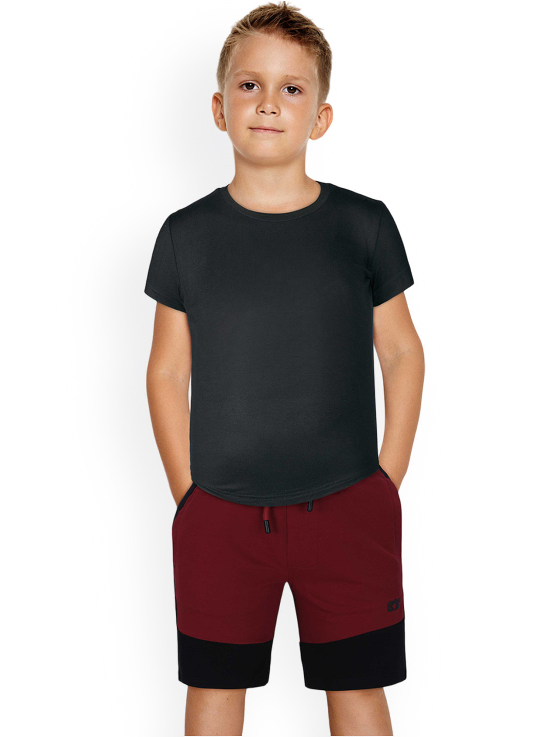 

Gini and Jony Infant Colourblocked Mid Rise Cotton Shorts, Red