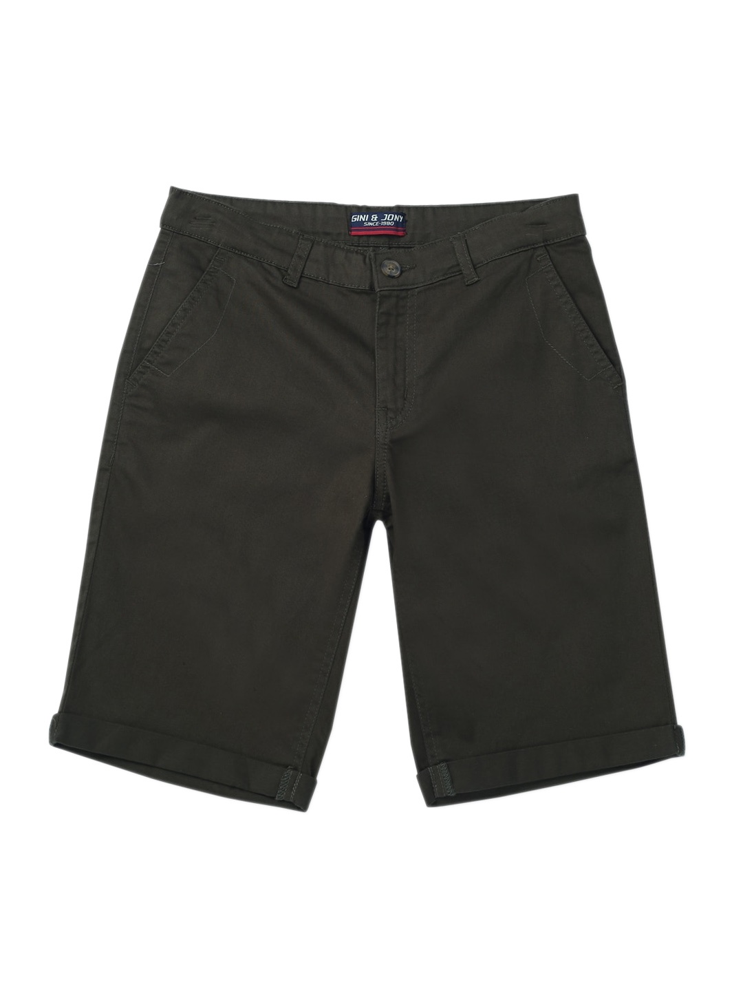 

Gini and Jony Boys Mid-Rise Cotton Shorts, Green