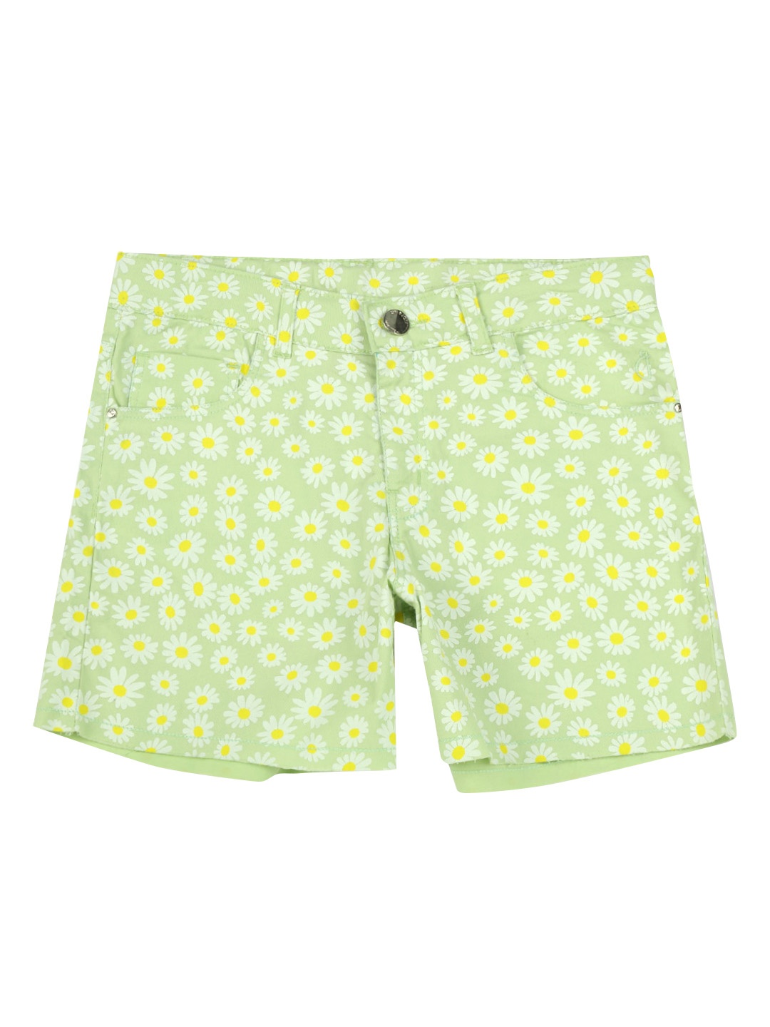 

Gini and Jony Girls Floral Printed Mid-Rise Cotton Shorts, Green