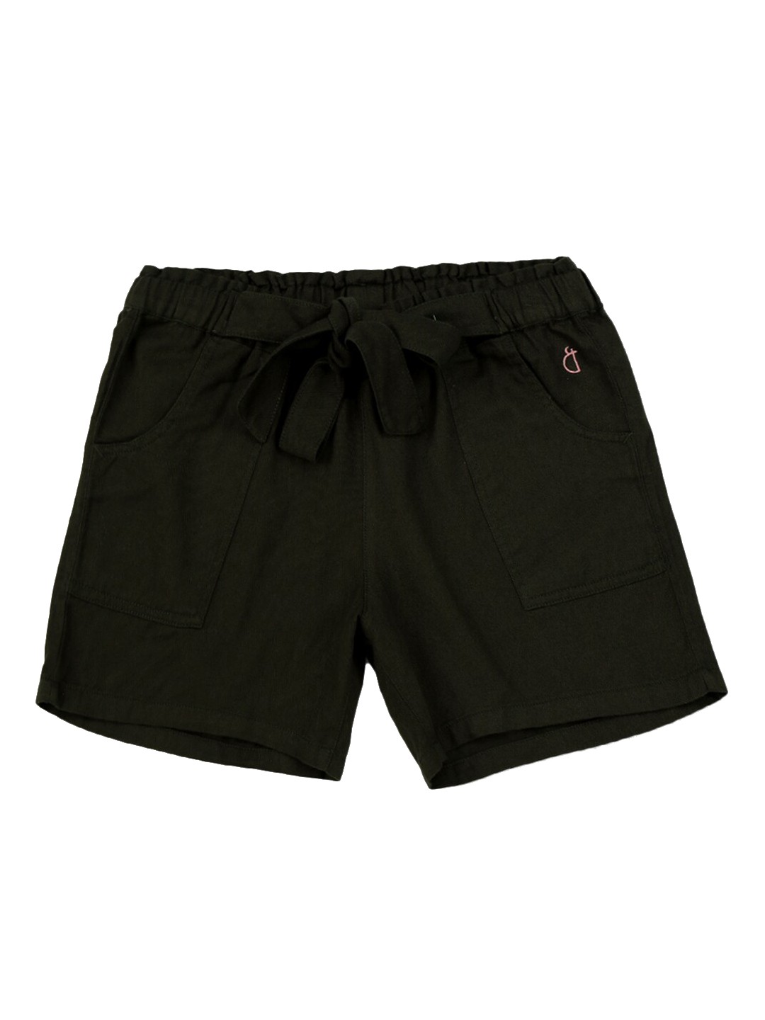 

Gini and Jony Girls Mid-Rise Above Knee Length Cotton Shorts, Black