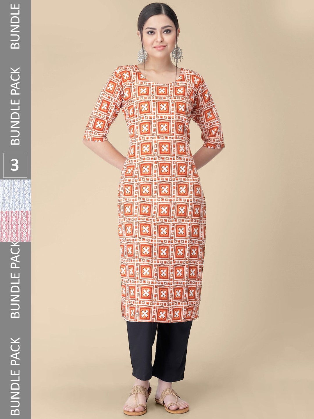

KALINI Women Multicoloured Checked Mirror Work Crepe Kurta, Multi