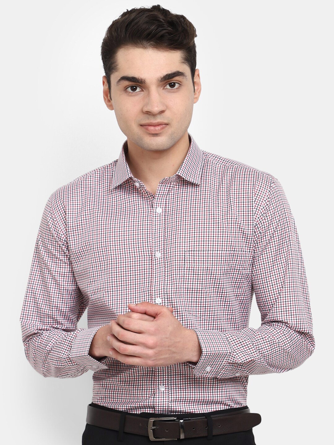 

V-Mart Classic Micro Checked Cotton Formal Shirt, Black