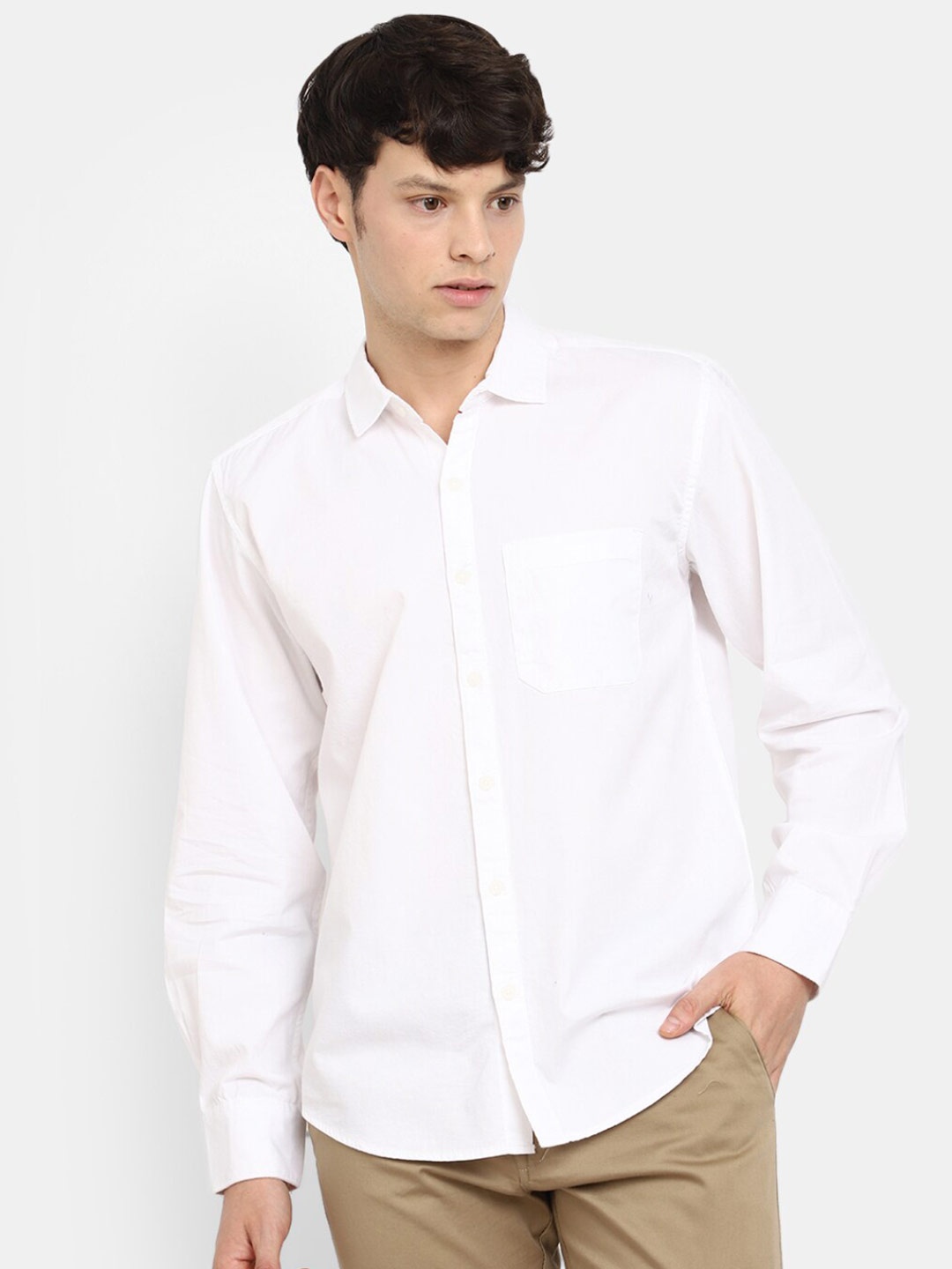 

V-Mart Classic Spread Collar Cotton Twill Shirt, White