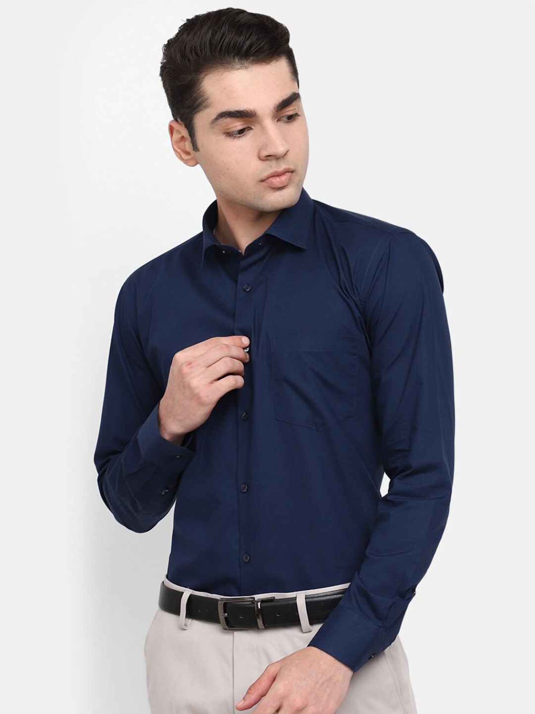 

J White by Vmart Spread Collar Classic Regular Fit Formal Shirt, Navy blue