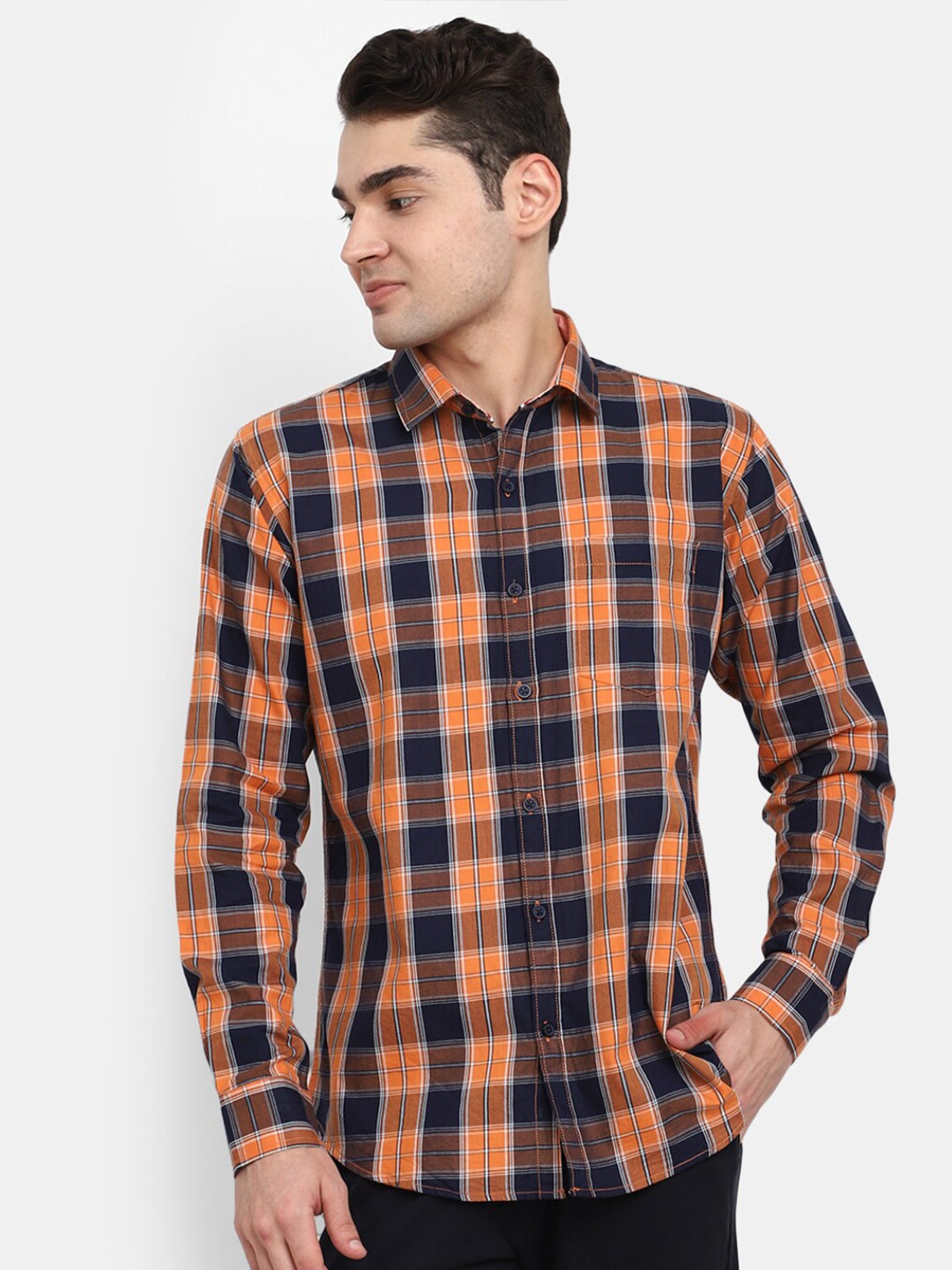 

V-Mart Classic Tartan Checked Casual Shirt, Orange