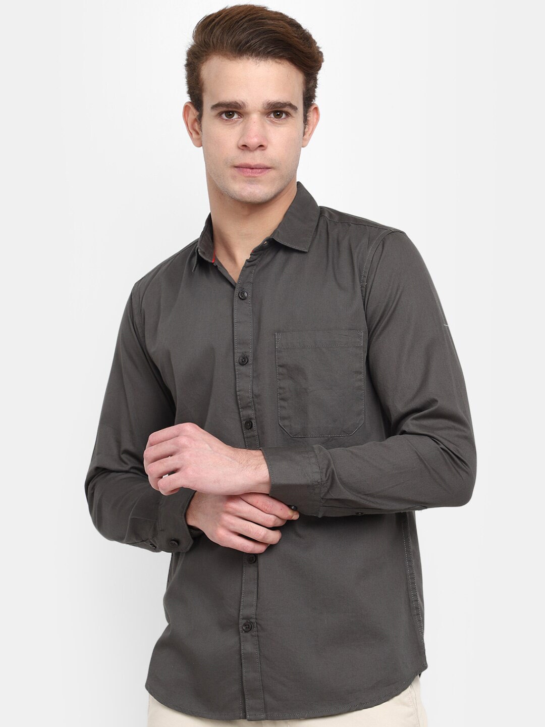 

V-Mart Spread Collar Casual Shirt, Grey