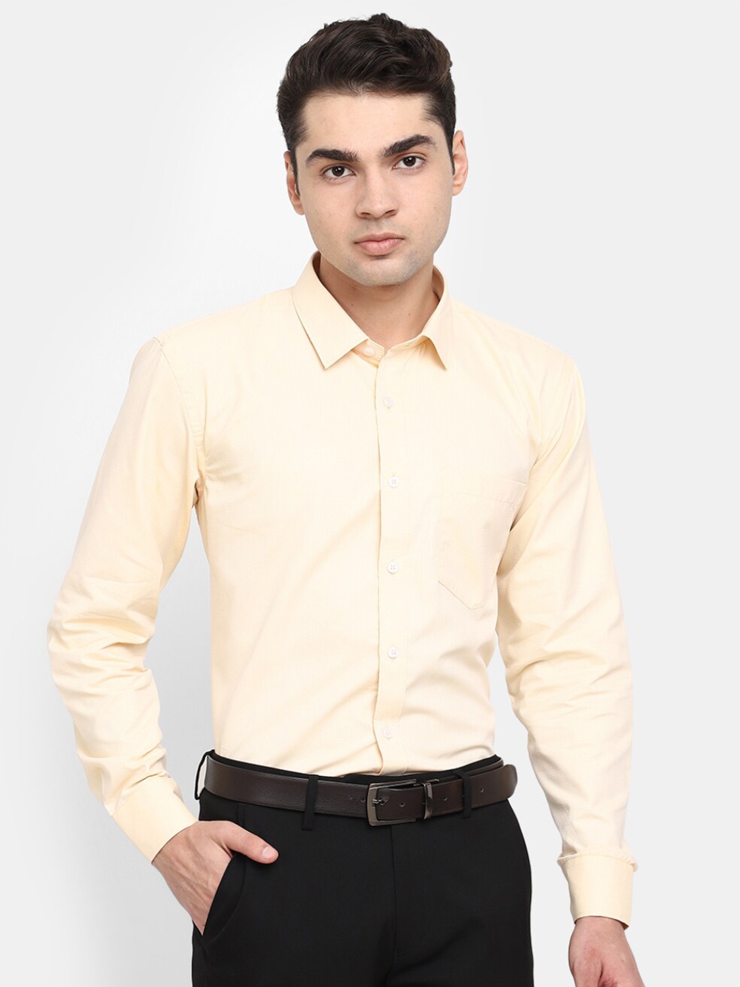 

J White by Vmart Spread Collar Classic Fit Cotton Formal Shirt, Yellow
