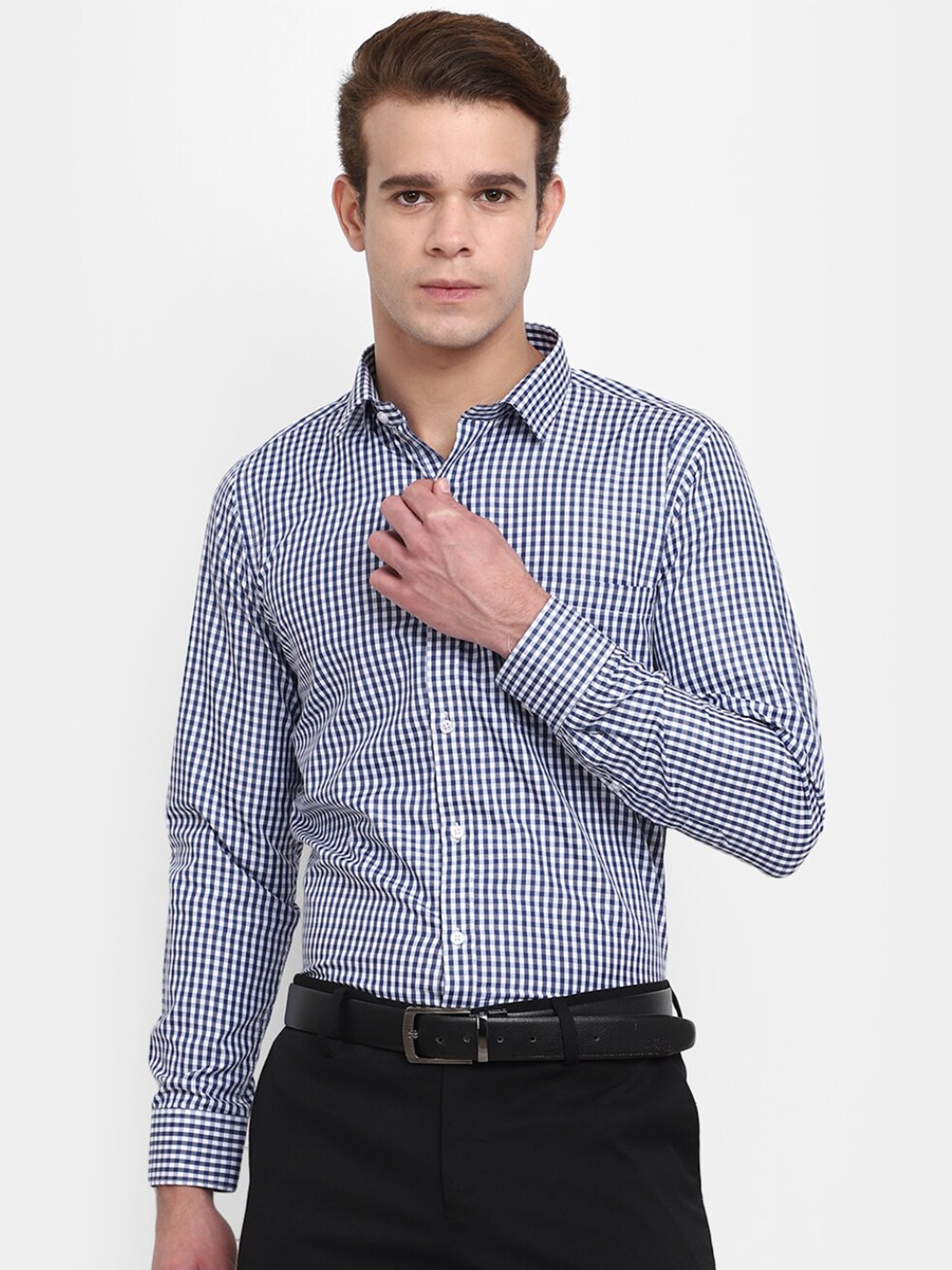 

V-Mart Classic Gingham Checks Checked Formal Shirt, Blue