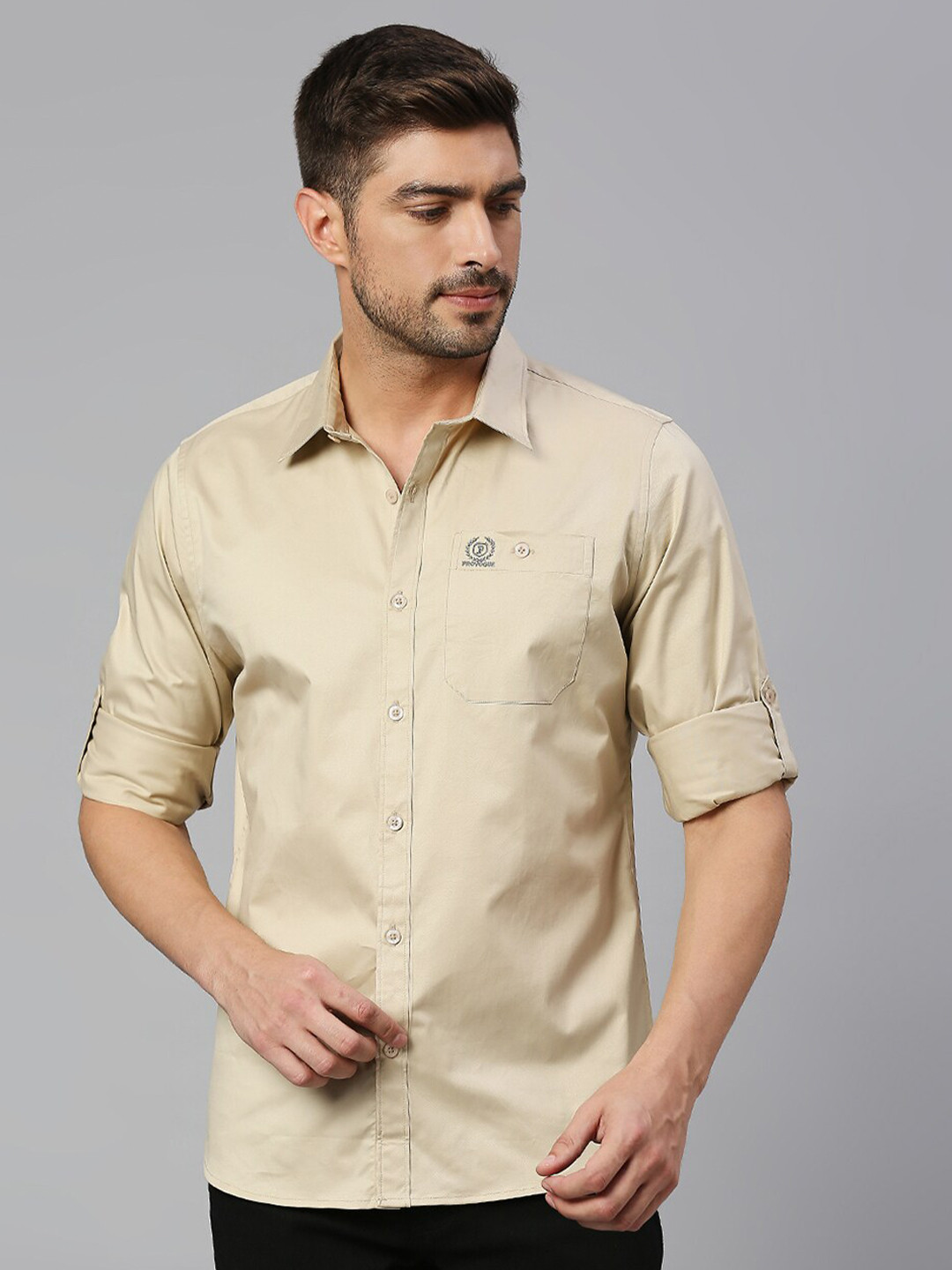 

Provogue Classic Slim Fit Opaque Casual Shirt, Beige