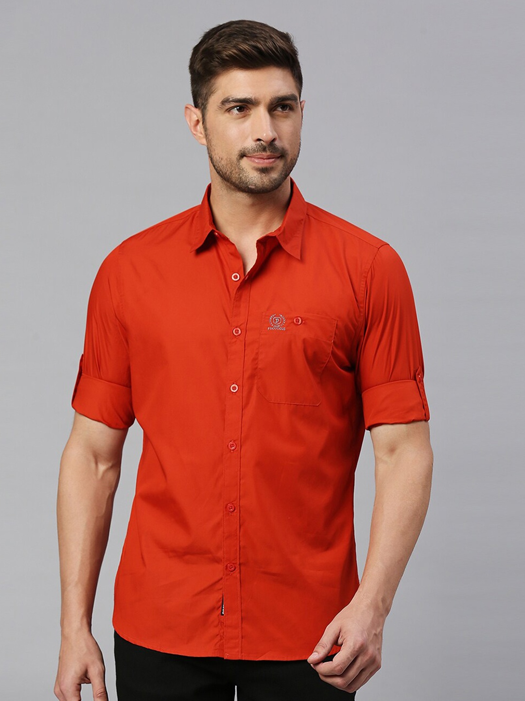 

Provogue Classic Slim Fit Opaque Casual Shirt, Red