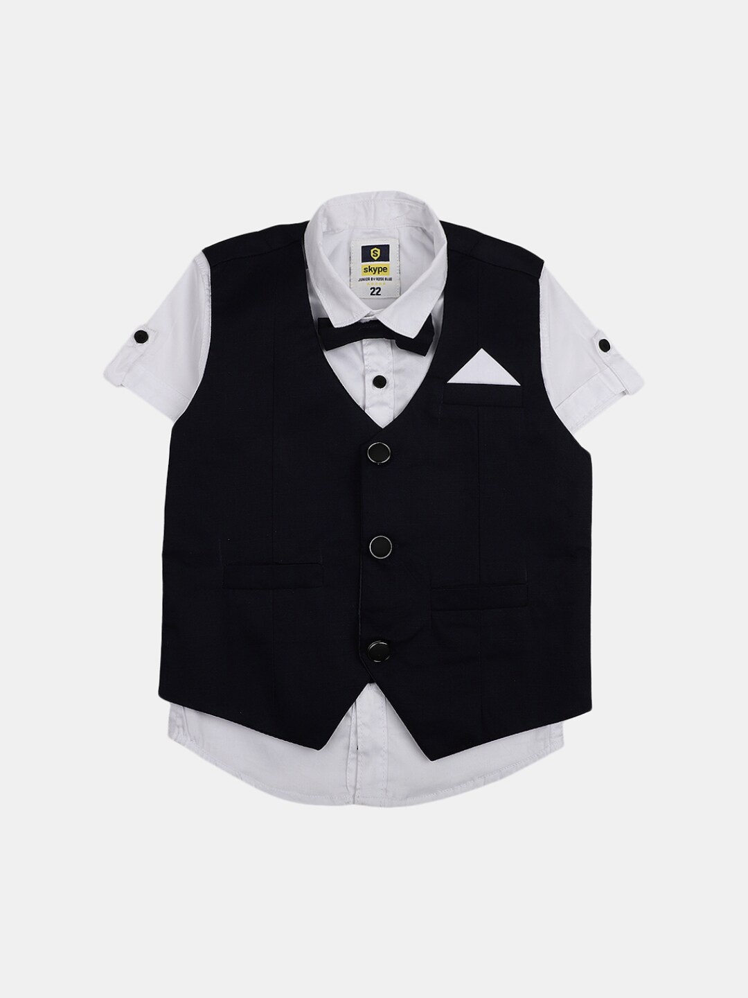 

V-Mart Boys Roll-Up Sleeves Classic Opaque Casual Shirt, White