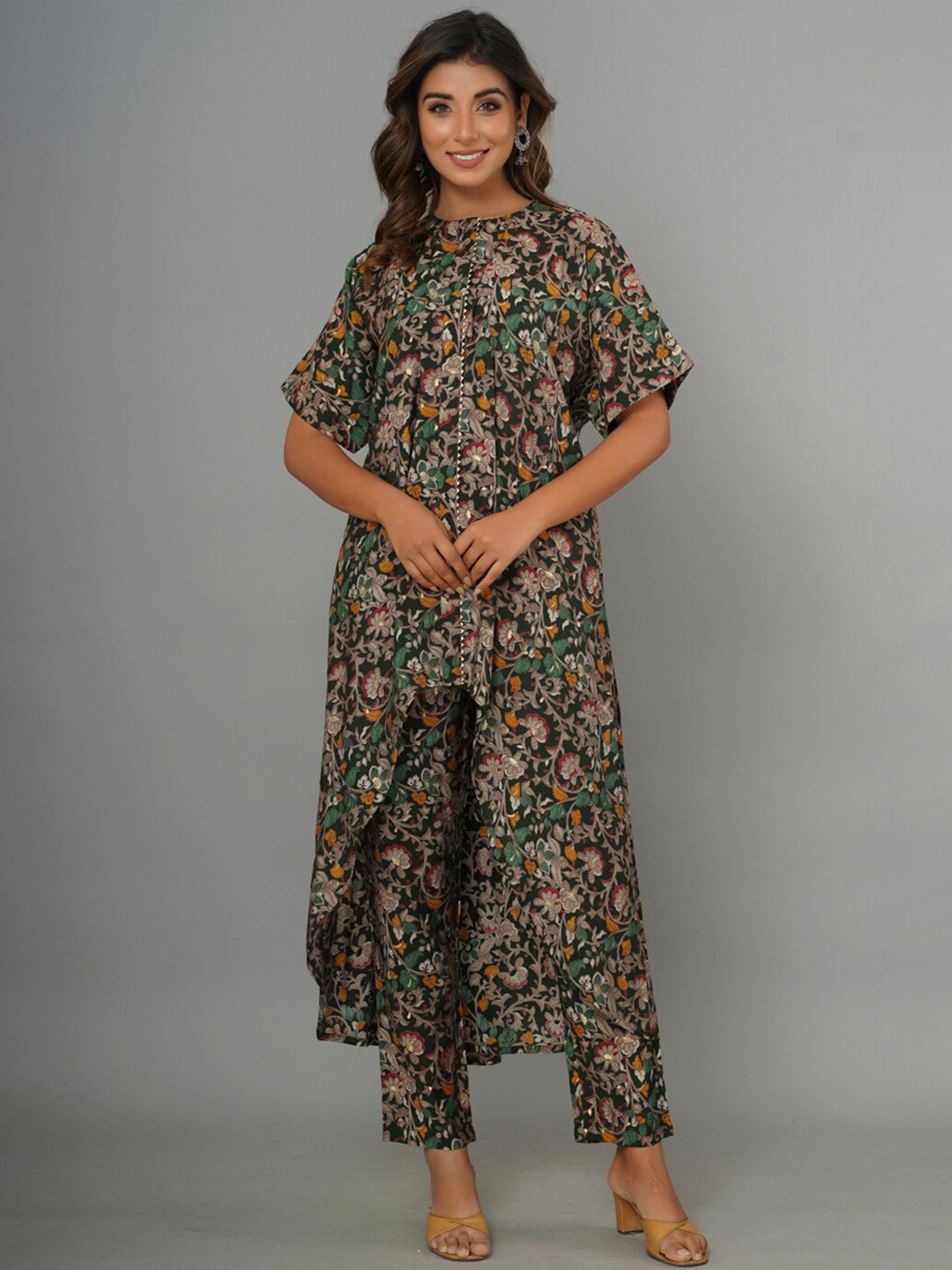 

CRAFTED FOR YOU Floral Printed Tunic & Trousers, Navy blue