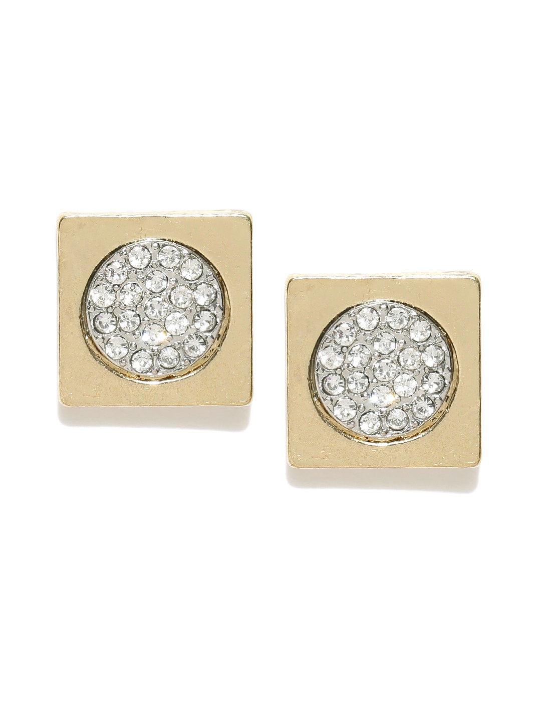 

DressBerry Gold-Toned Stone-Studded Geometric Studs
