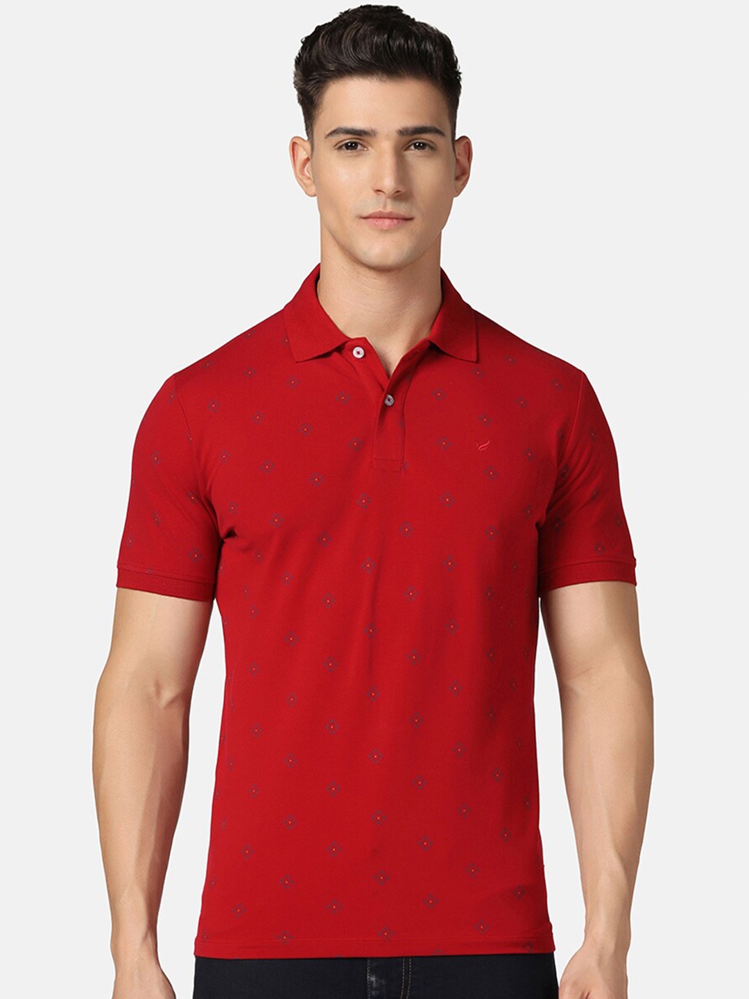 

Blackberrys Floral Printed Polo Collar Slim Fit T-shirt, Red