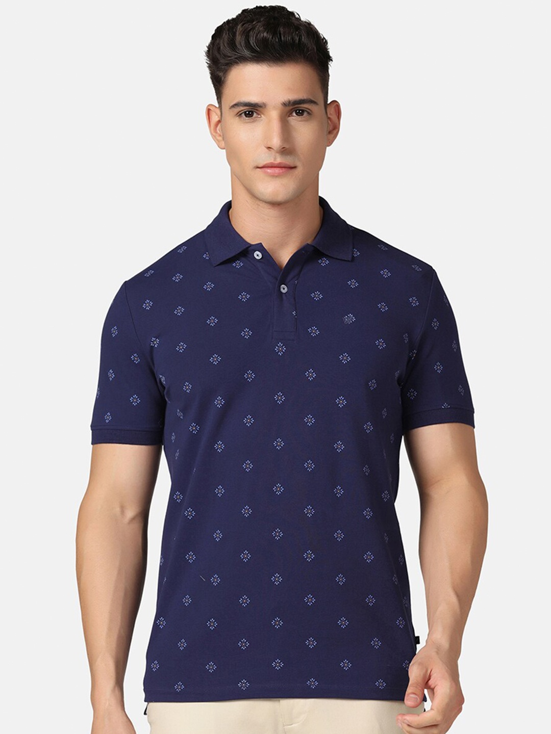 

Blackberrys Floral Printed Polo Collar Slim Fit T-shirt, Blue