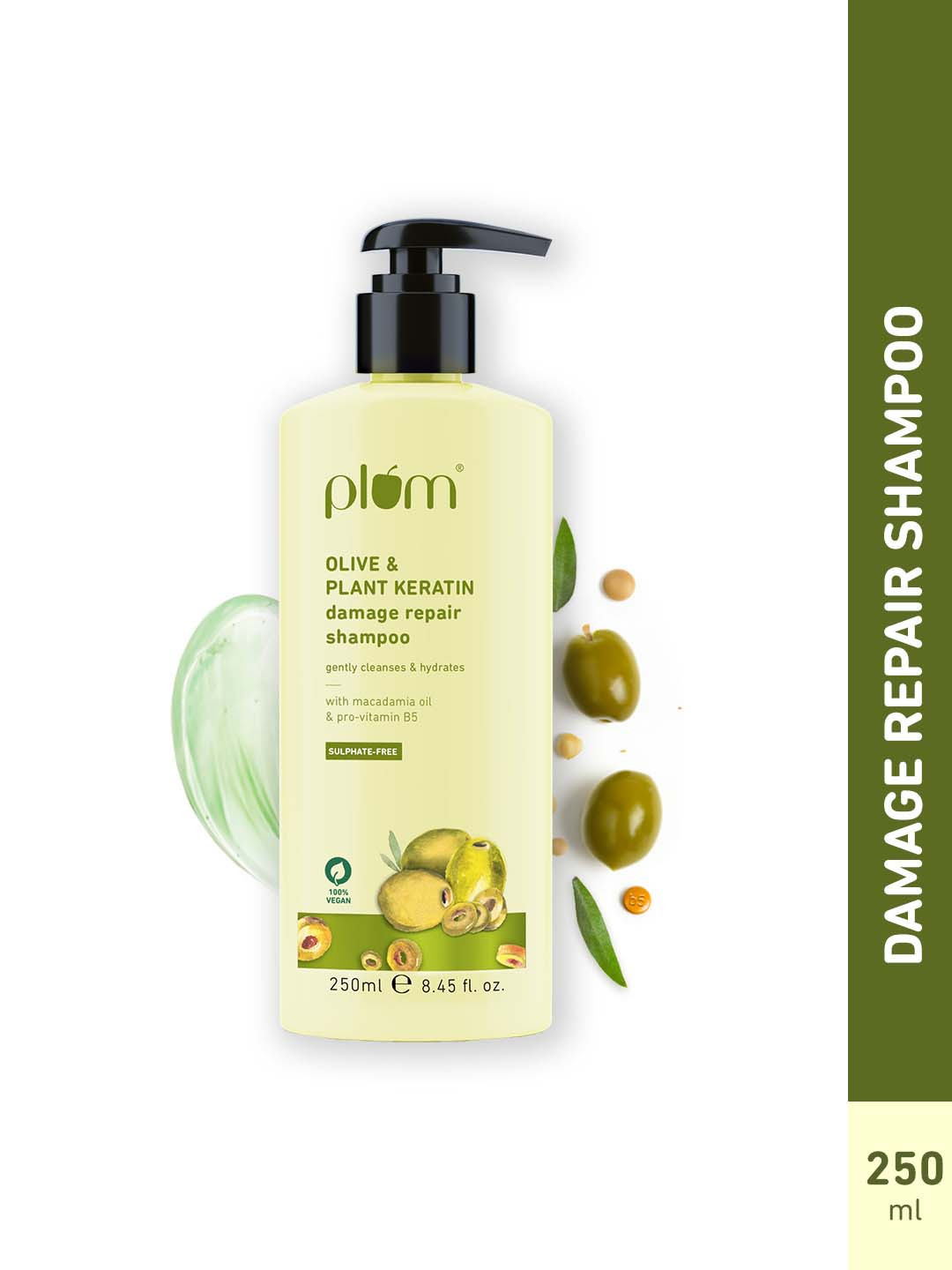 

Plum Olive & Plant Keratin Damage Repair Shampoo - 250ml, White