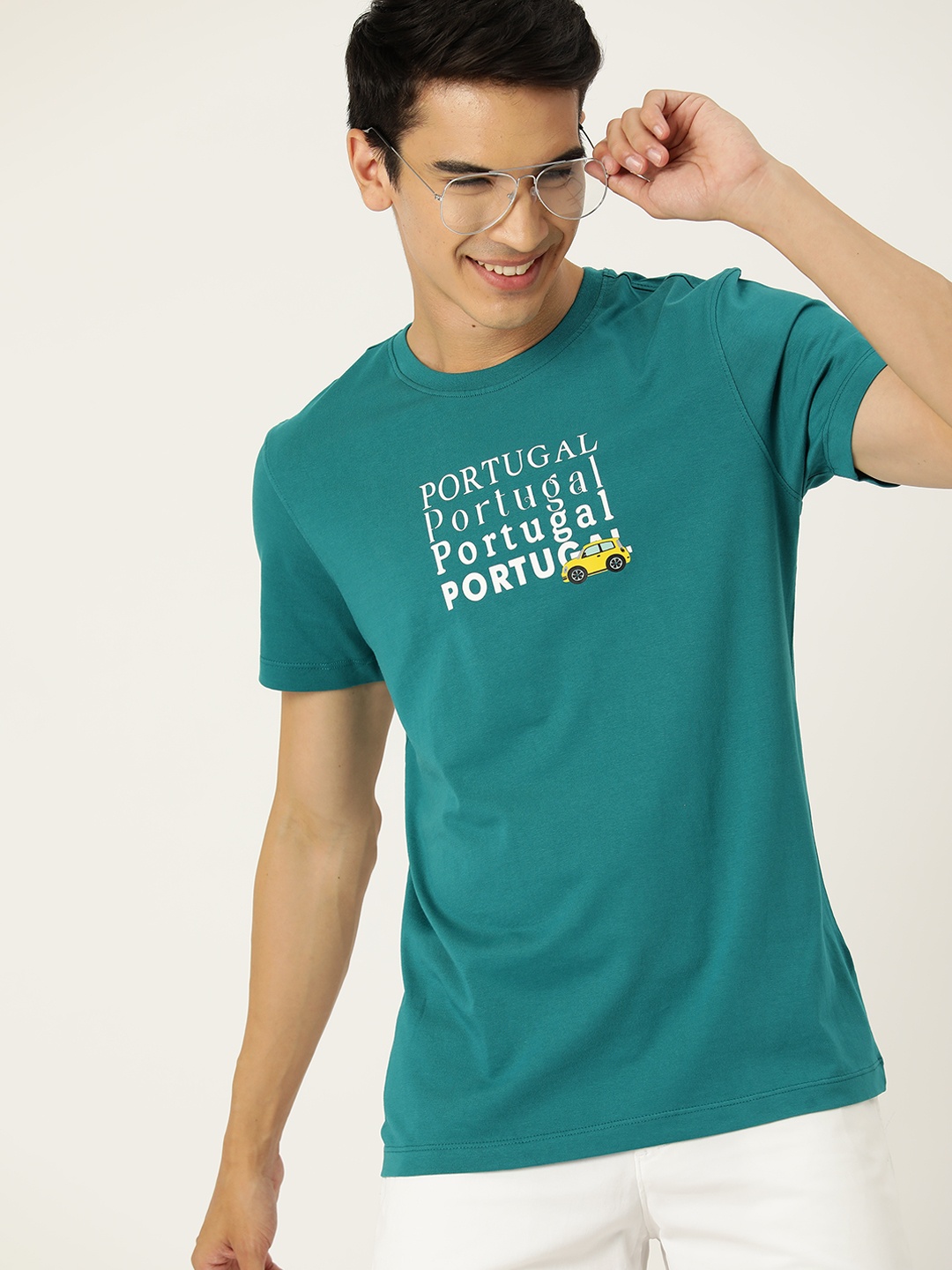 

Mast & Harbour Typography Print Pure Cotton T-shirt, Teal