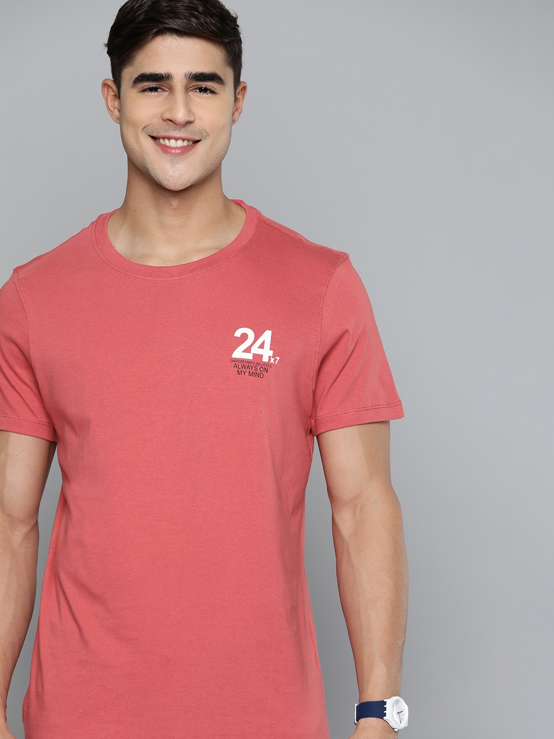 

Mast & Harbour Solid Pure Cotton T-shirt, Rust