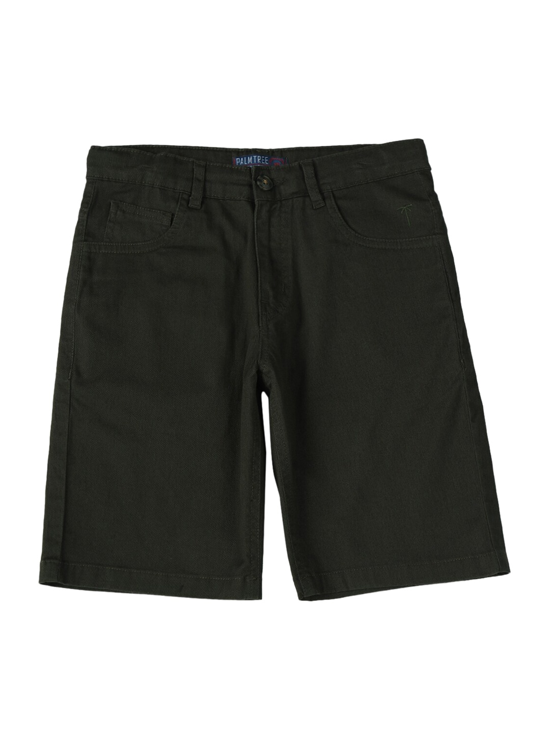 

Palm Tree Boys Mid-Rise Cotton Shorts, Olive