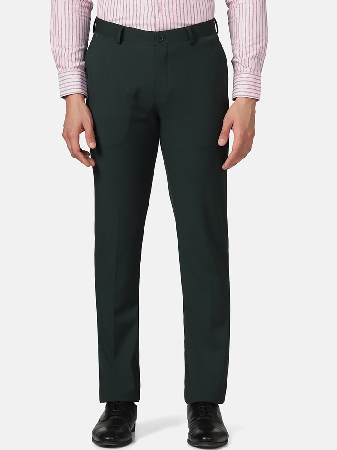 

Blackberrys Men Mid-Rise Formal Trousers, Green