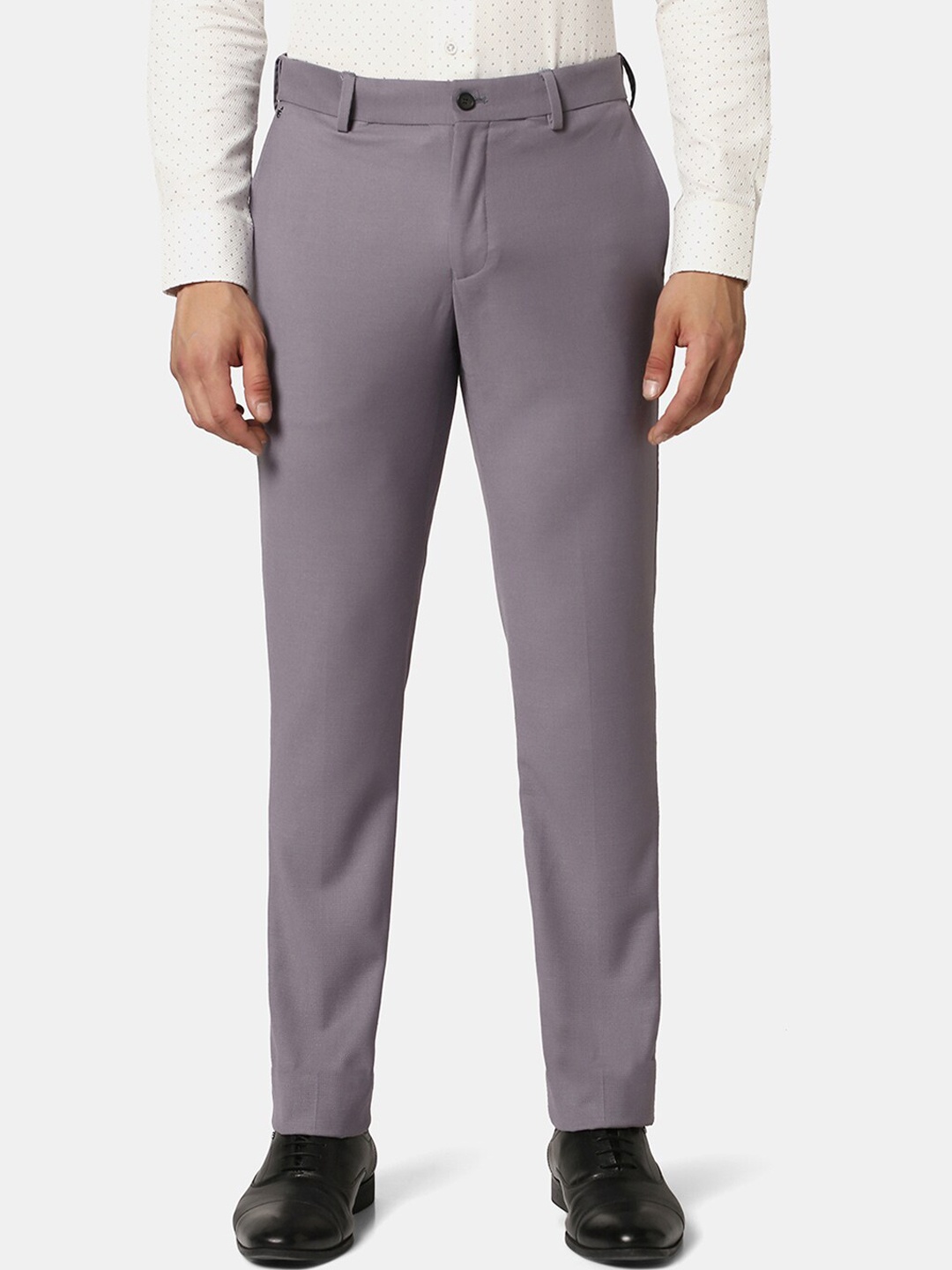 

Blackberrys Men Slim Fit Low-Rise Formal Trousers, Grey