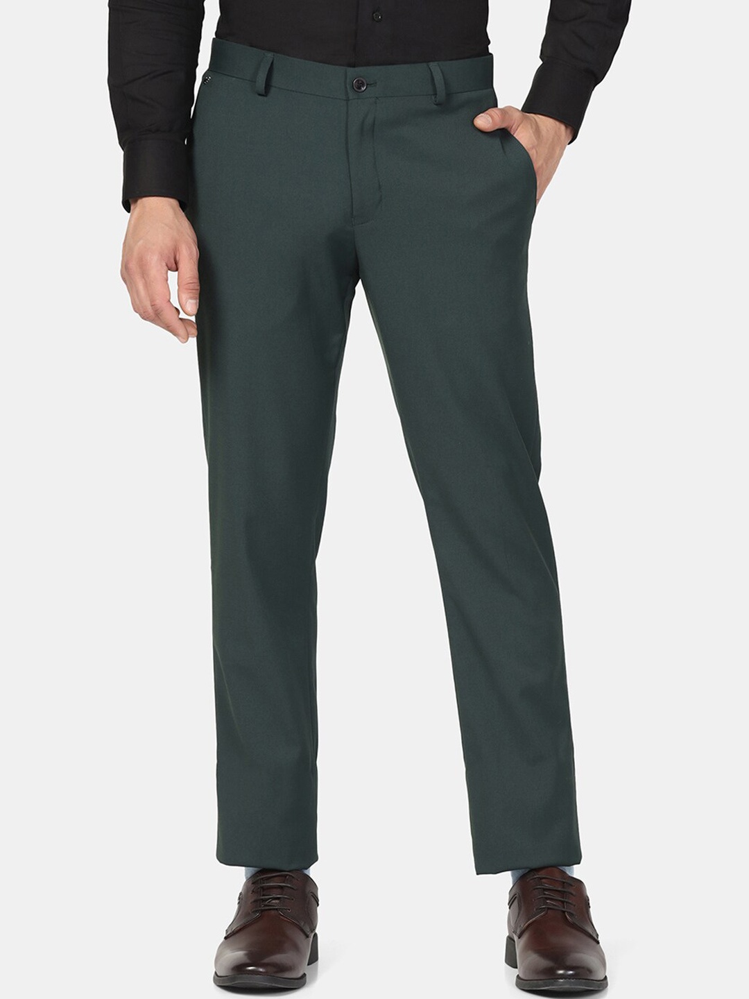 

Blackberrys Men B-95 Slim Fit Formal Trousers, Green