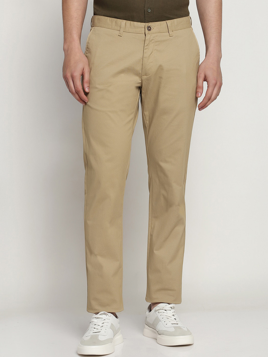 

Blackberrys Men Khaki Slim Fit Wrinkle Free Formal Trousers